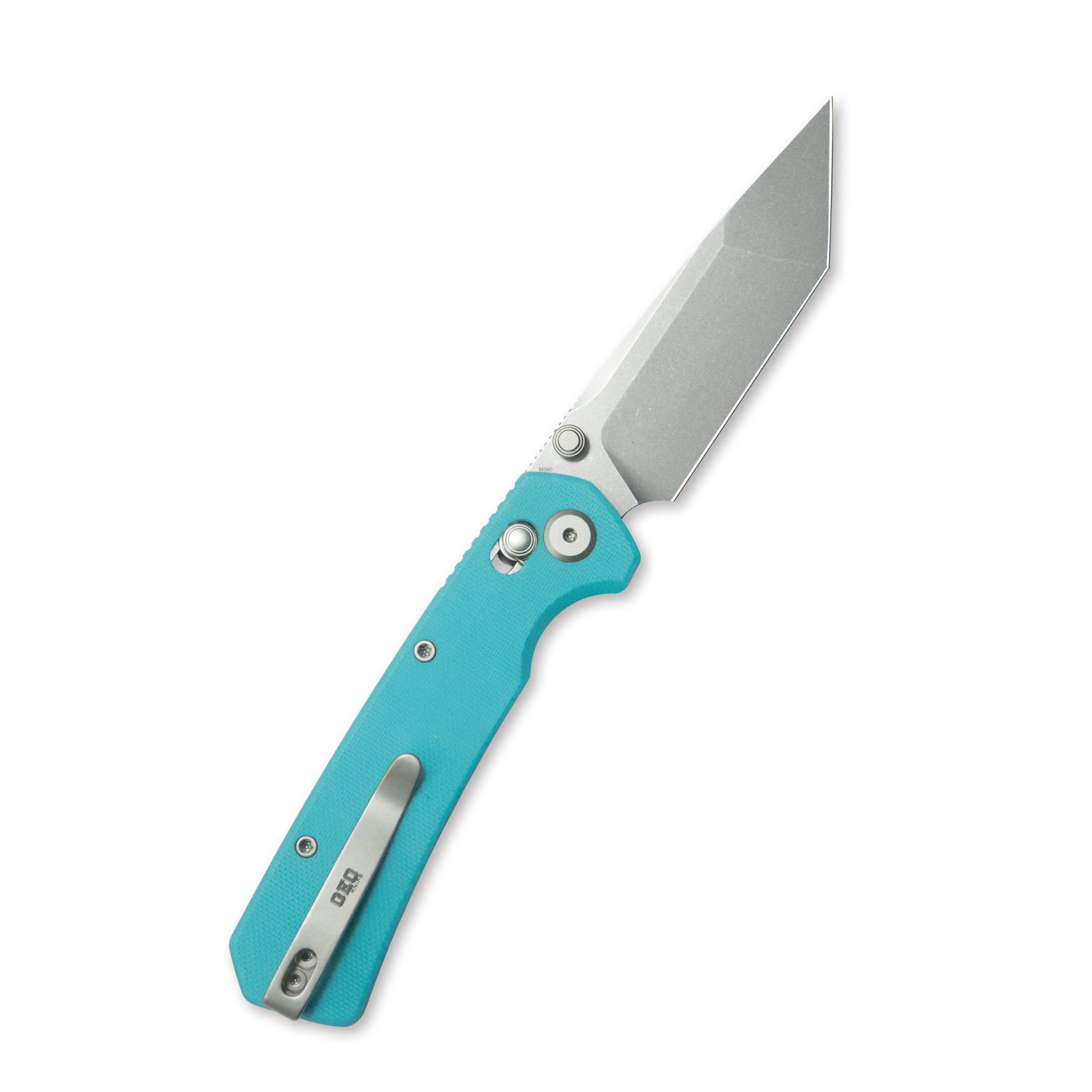 ( Pre-order ) GEO Knife Blaze Crossbar lock Folding Knife Tiffany Blue G10 Handle 3.3" Stonewash Bohler M390 Blade GEO2503E