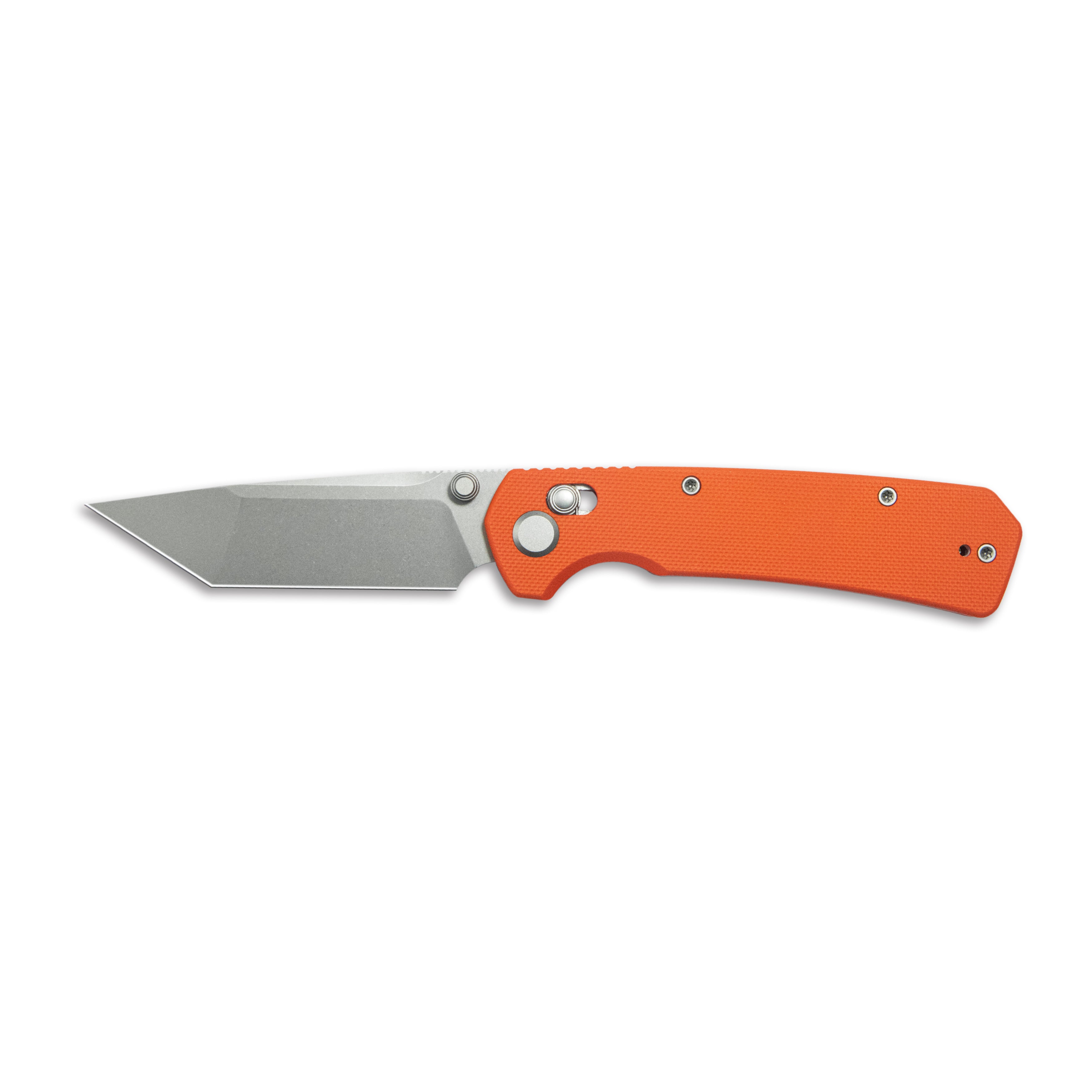 ( Pre-order ) GEO Knife Blaze Crossbar lock Folding Knife Orange G10 Handle 3.3" Stonewash Bohler M390 Blade GEO2503G