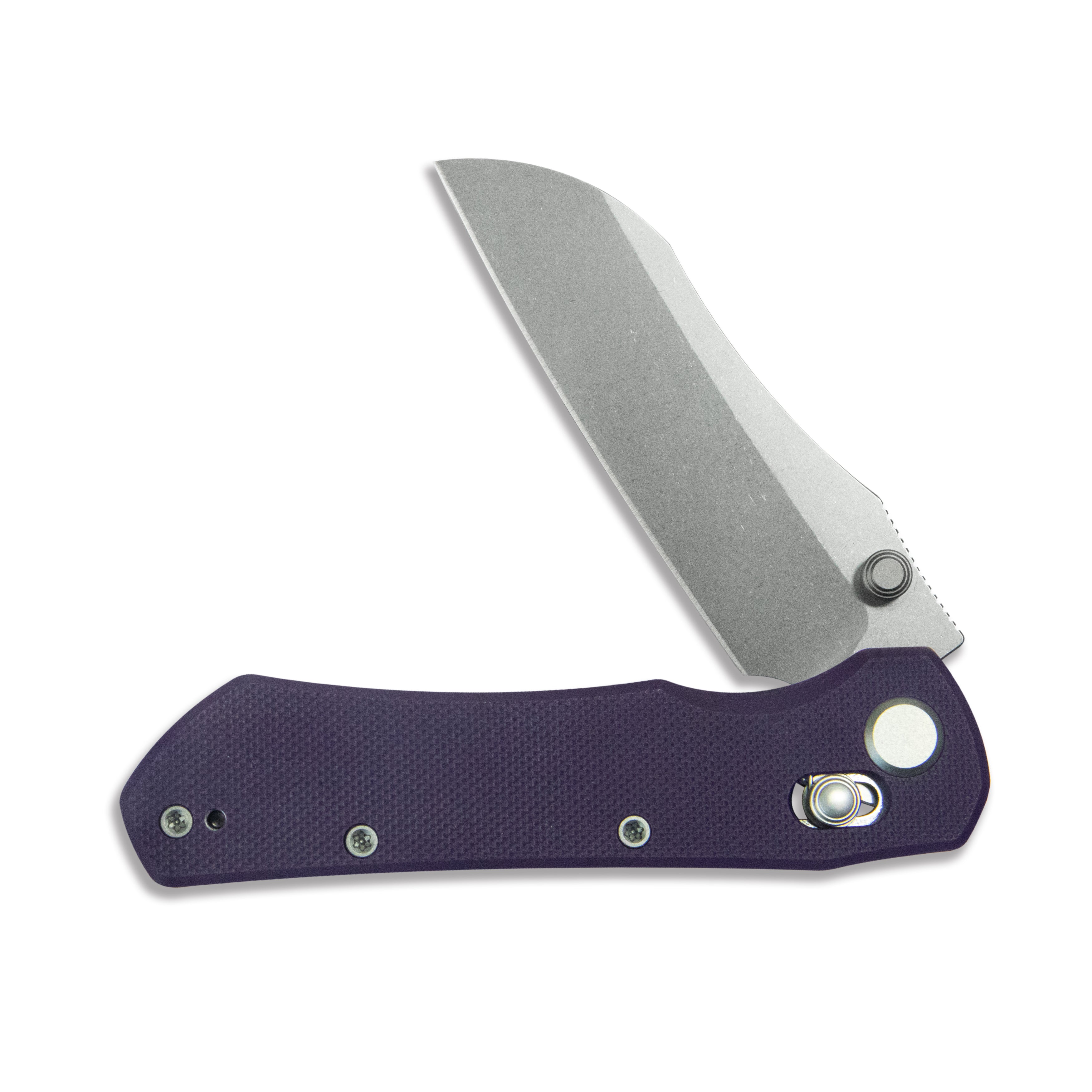 GEO Knife Komodo Crossbar lock Folding Knife Purple G10 Handle 3.1" Stonewash Bohler M390 Blade GEO2509G