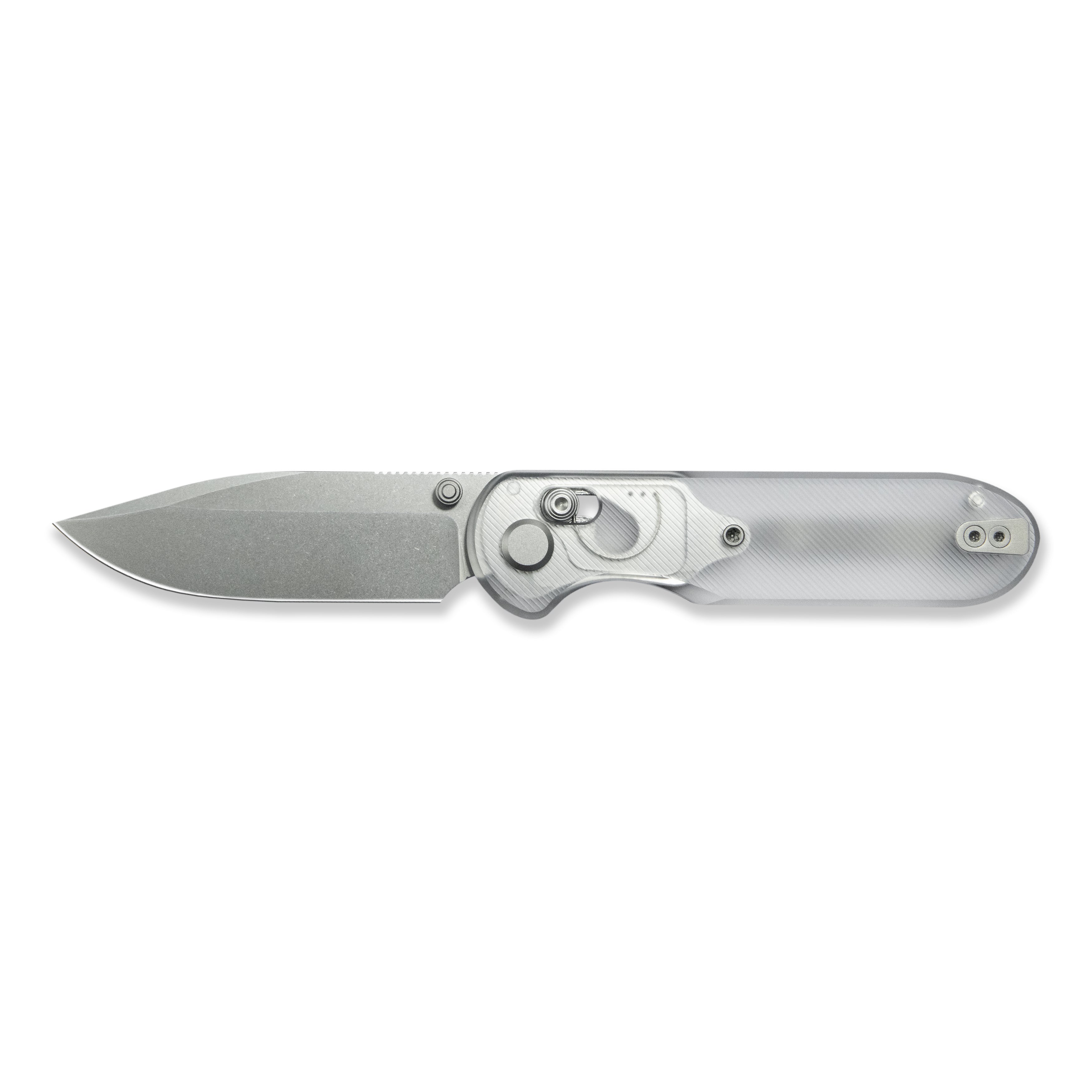 Blade HQ Exclusives SKU : GEO Knife Ethereal Cutter Crossbar lock Folding Knife Clean Acrylic Handle 3.0" Stonewash CPM S90V Blade GEO2402N