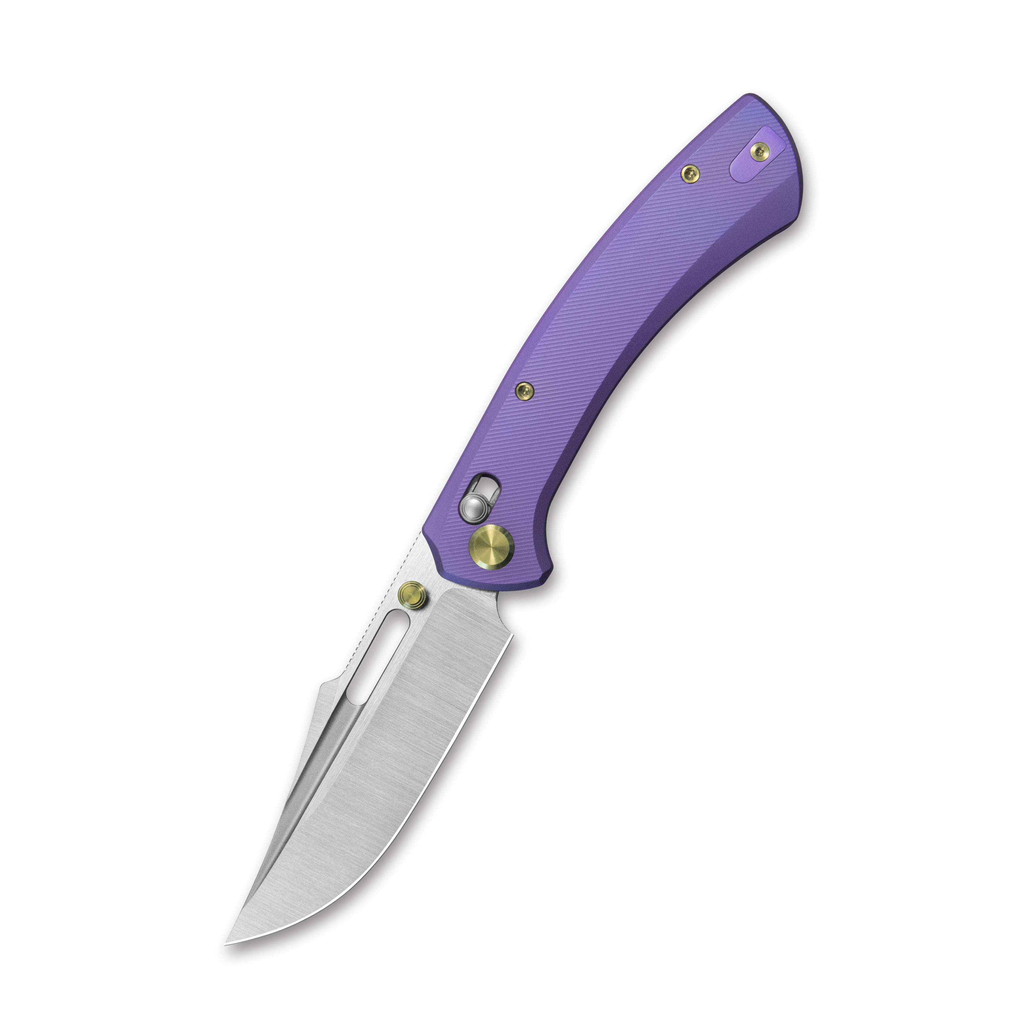 GEO Knife Strix Axis lock Folding Knife Purple blue 6AL4V Titanium Handle 3.6" Hand-Rubbed Satin Stonewash Bohler M390 Blade GEO2510D