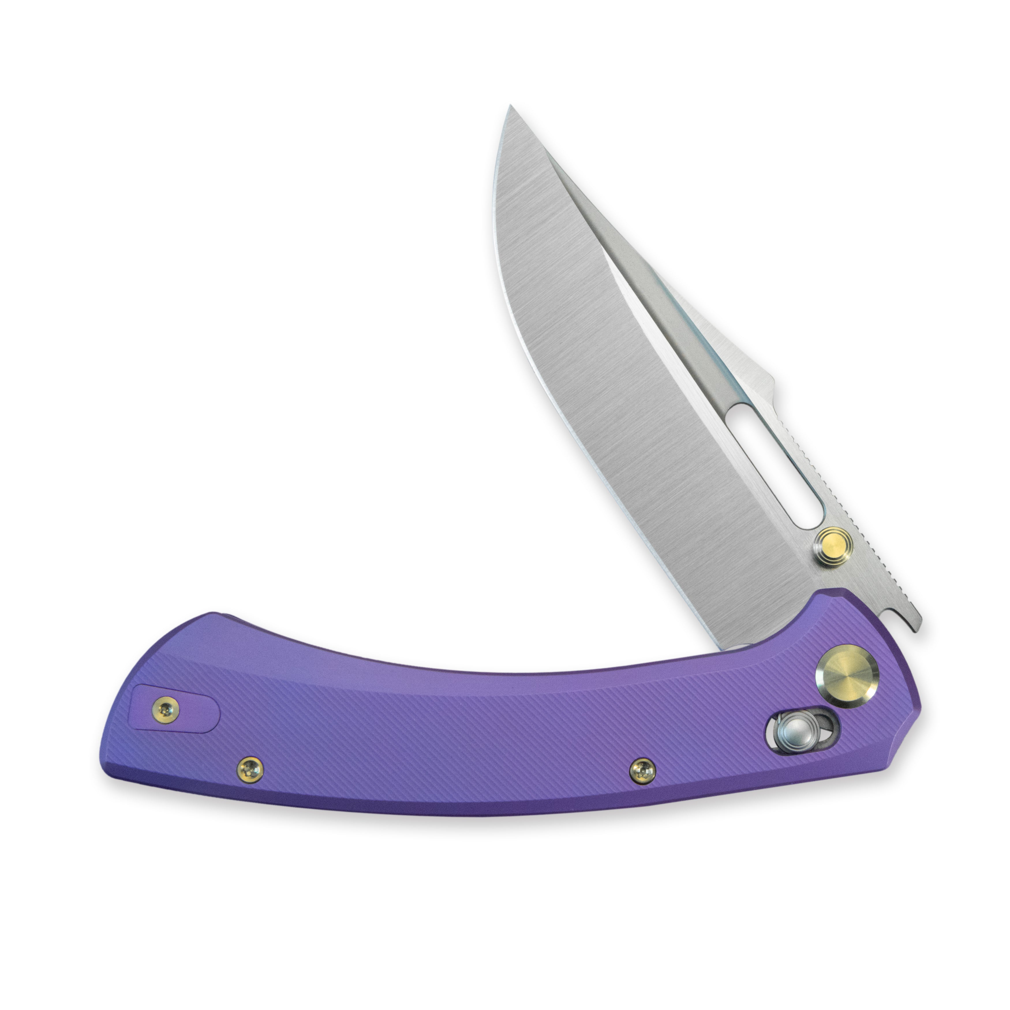 GEO Knife Strix Axis lock Folding Knife Purple blue 6AL4V Titanium Handle 3.6" Hand-Rubbed Satin Stonewash Bohler M390 Blade GEO2510D