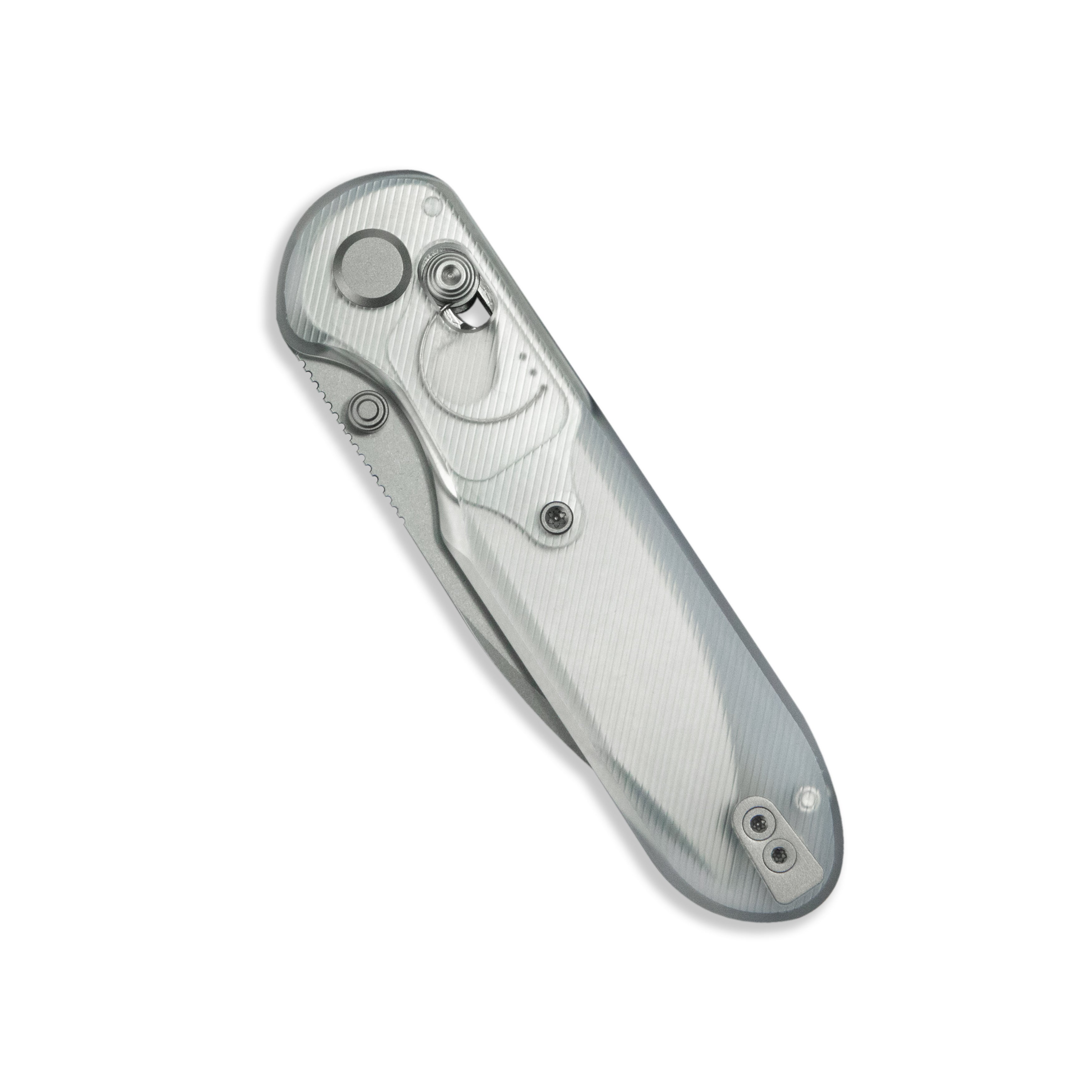 Blade HQ Exclusives SKU : GEO Knife Ethereal Cutter Crossbar lock Folding Knife Clean Acrylic Handle 3.0" Stonewash CPM S90V Blade GEO2402N