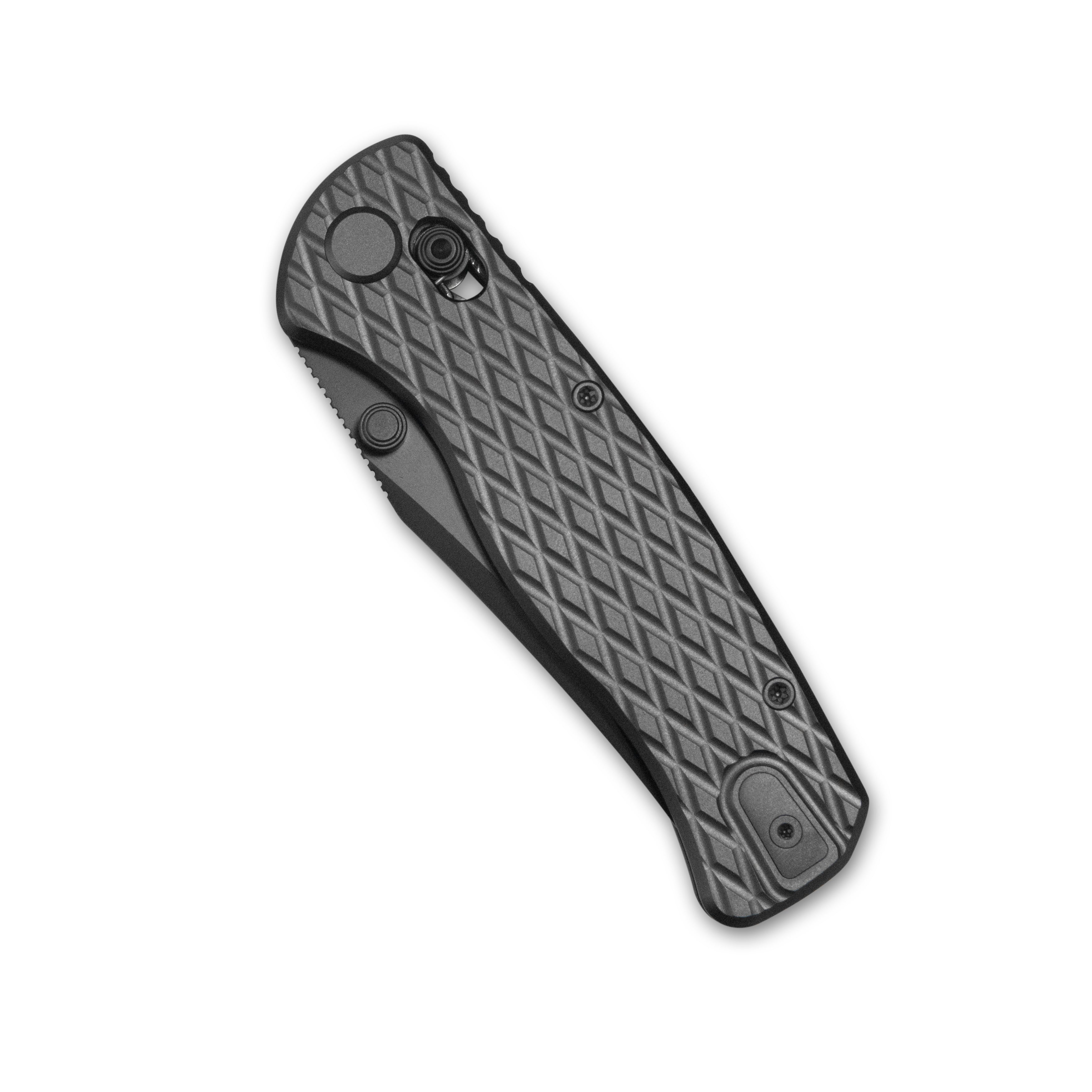 GEO Knife Sharp Shadow Crossbar lock Folding Knife Black DLC 6AL4V Titanium Handle 3.3" Black DLC Bohler M390 Blade GEO2504B