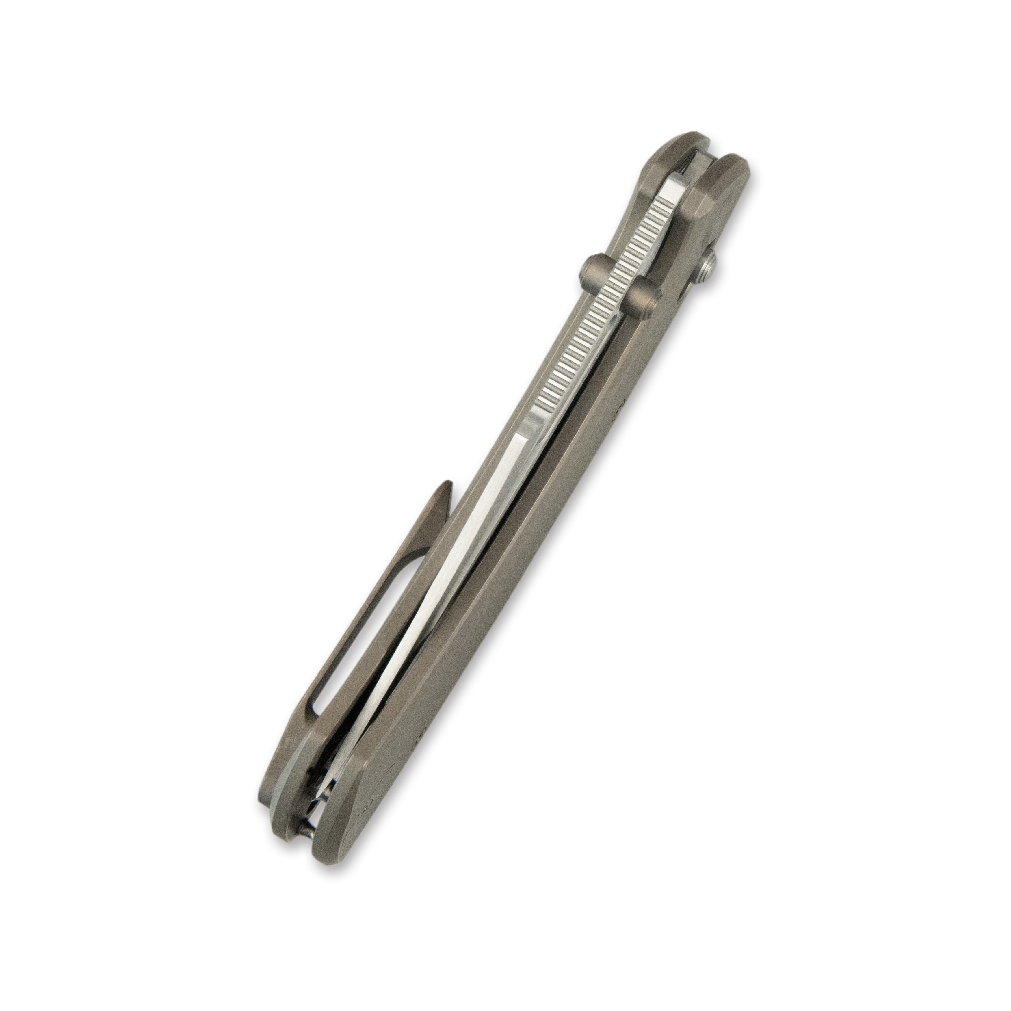 GEO Knife Strix Axis lock Folding Knife Bronze 6AL4V Titanium Handle 3.6" Hand-Rubbed Satin Stonewash Bohler M390 Blade GEO2510C