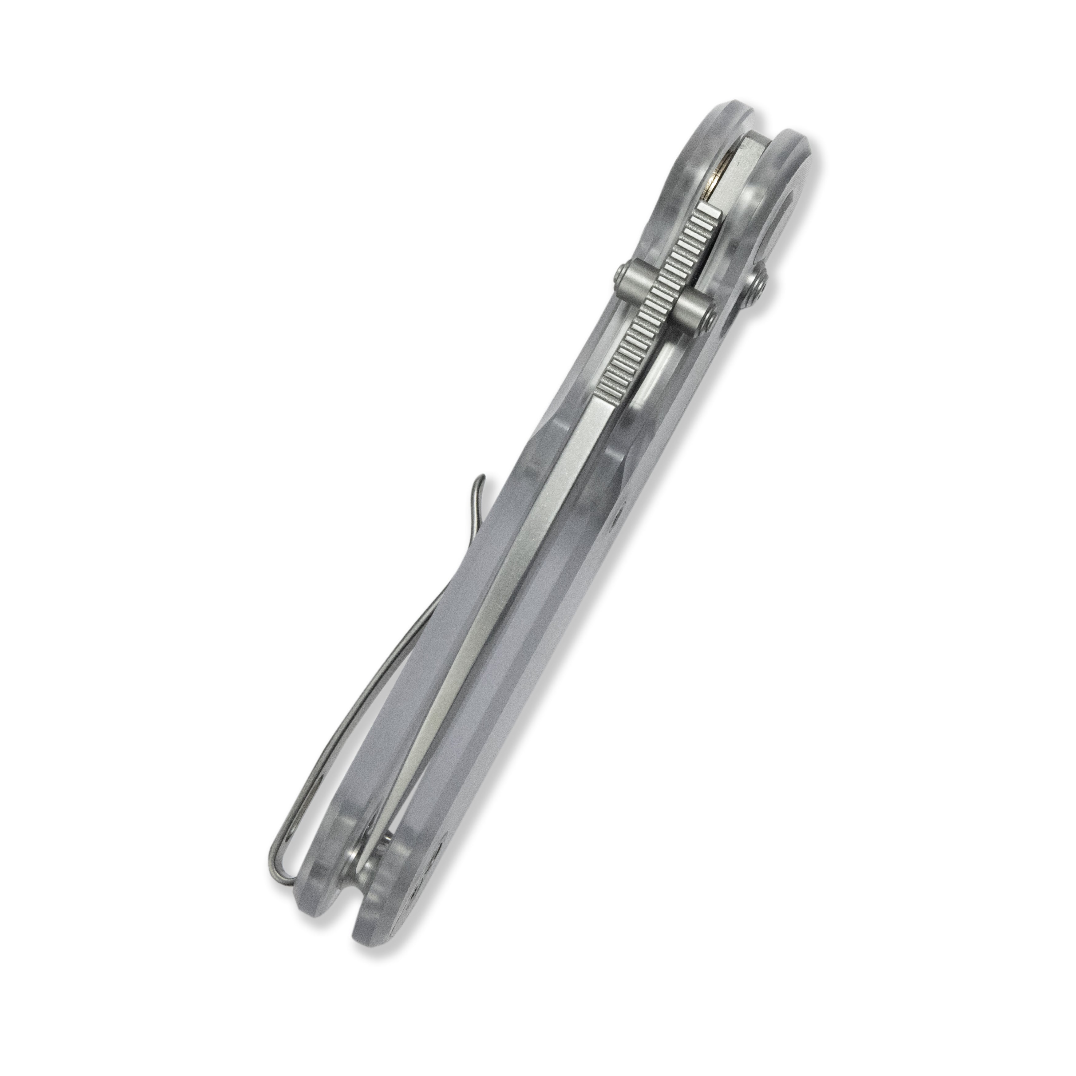 Blade HQ Exclusives SKU : GEO Knife Ethereal Cutter Crossbar lock Folding Knife Clean Acrylic Handle 3.0" Stonewash CPM S90V Blade GEO2402N