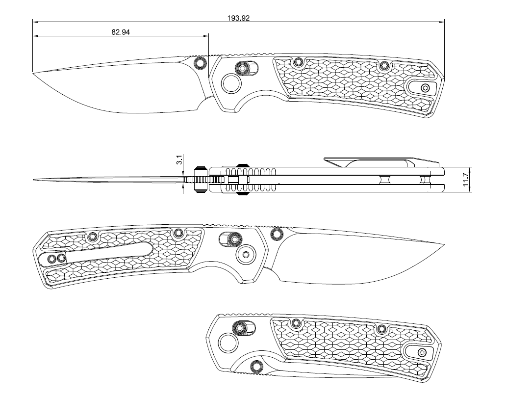 GEO Knife Blaze Crossbar lock Folding Knife Tiger Stripe Pattern Flamed 6AL4V Titanium Handle 3.4" Stonewash Bohler M390 Blade GEO2502C
