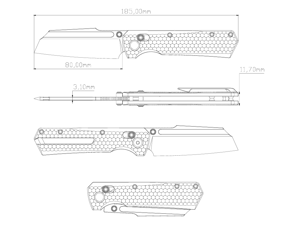 GEO Knife Noxiz Crossbar lock Folding Knife Black 6AL4V Titanium Handle 3.1" Black DLC Bohler M390 Blade GEO2506C