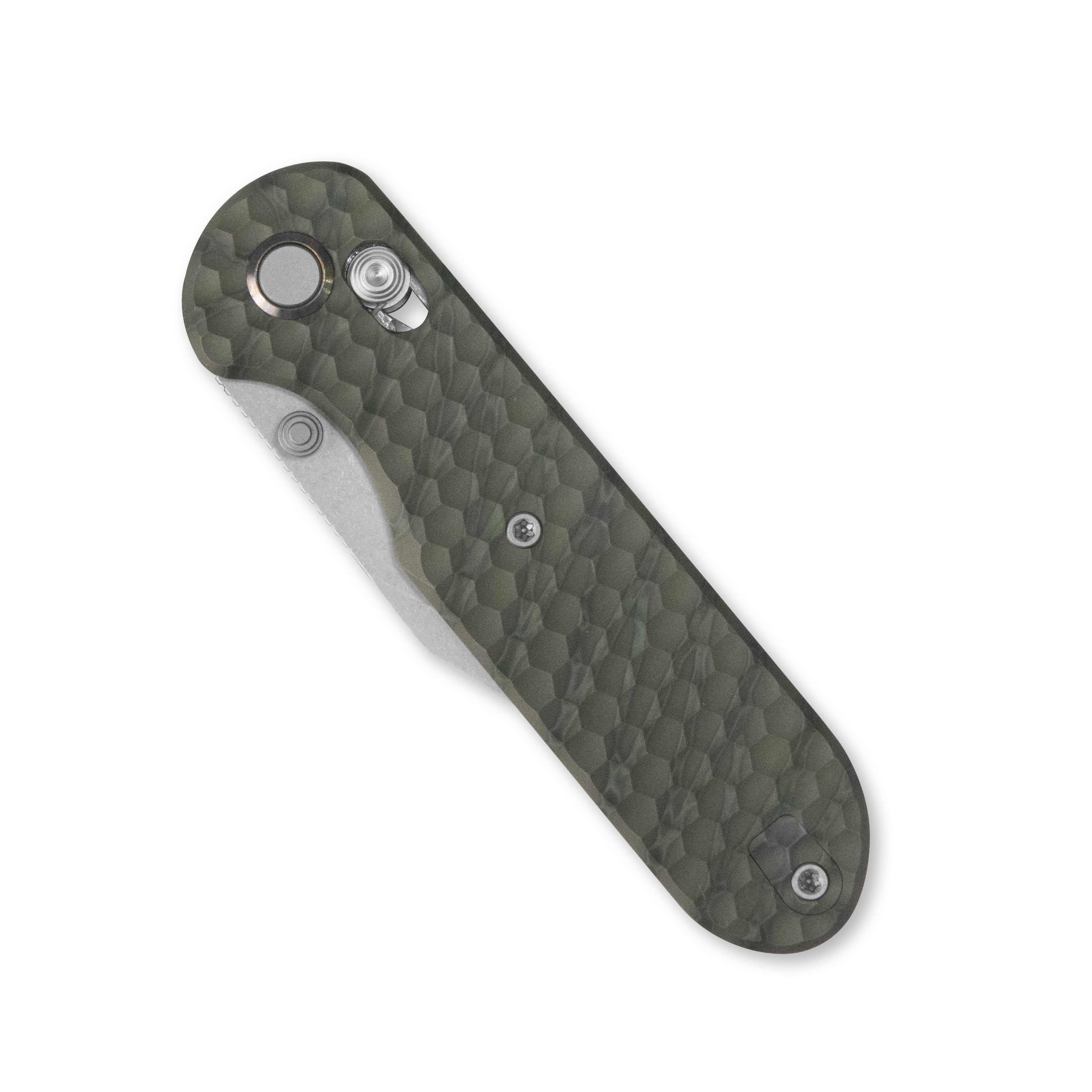 GEO Knife Ethereal Cutter Crossbar lock Folding Knife Tiger Stripe Pattern Flamed 6AL4V Titanium Handle 3.0" Stonewash Bohler M390 Blade GEO2401J