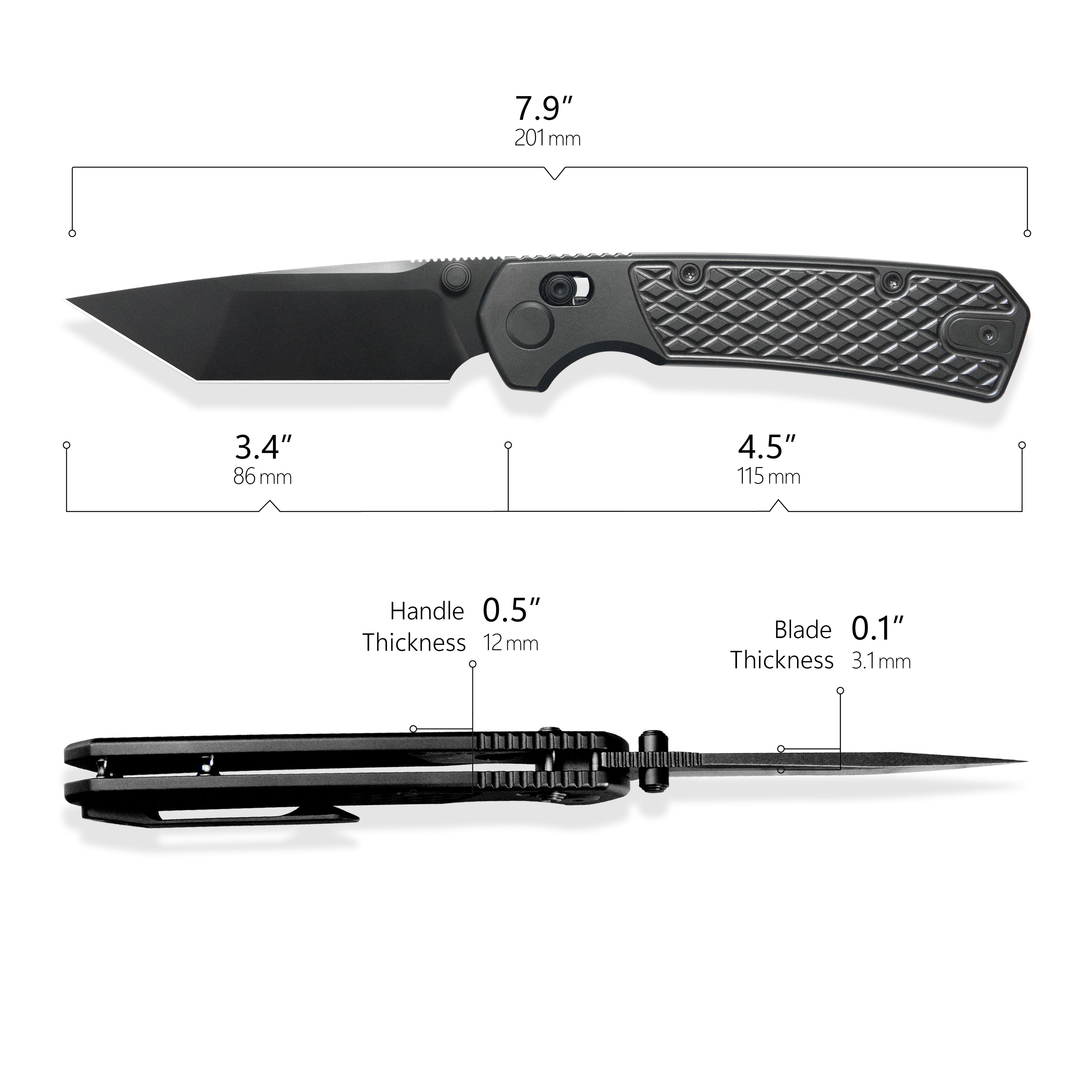 GEO Knife Blaze Axis lock Folding Knife Black DLC 6AL4V Titanium Handle 3.3" Black DLC Bohler M390 Blade GEO2503B