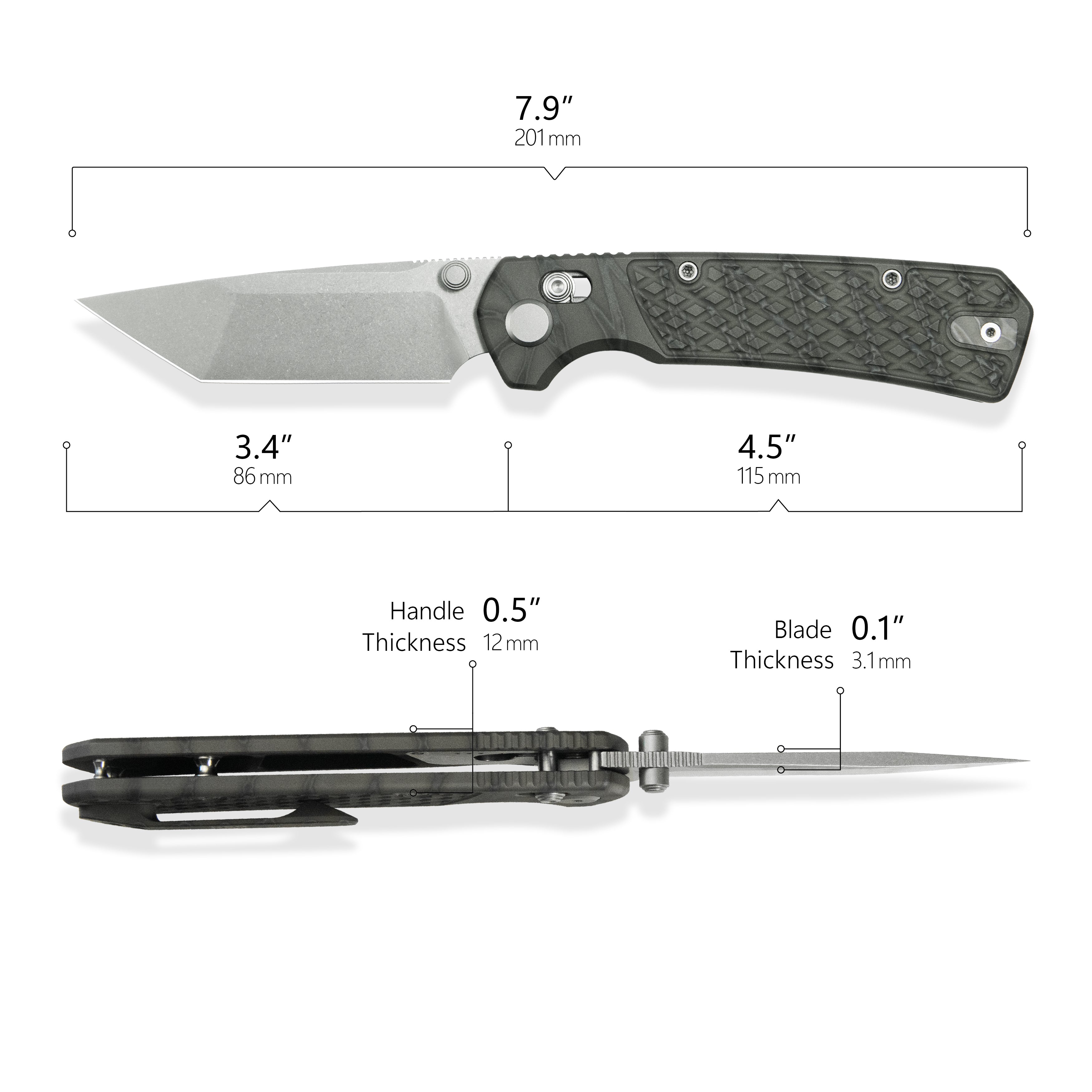 GEO Knife Blaze Crossbar lock Folding Knife Tiger Stripe Pattern Flamed 6AL4V Titanium Handle 3.3" Stonewash Bohler M390 Blade GEO2503C