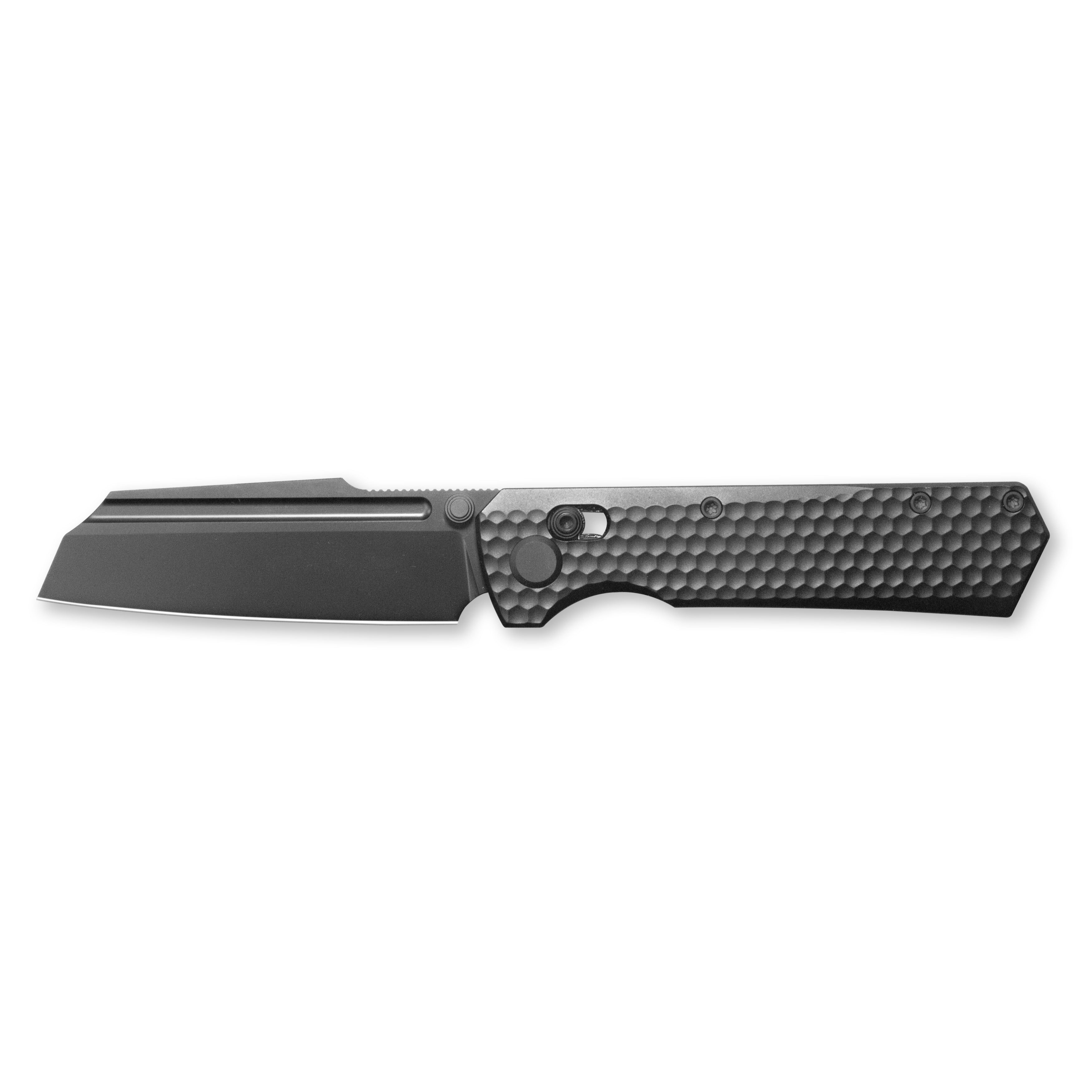 GEO Knife Noxiz Crossbar lock Folding Knife Black 6AL4V Titanium Handle 3.1" Black DLC Bohler M390 Blade GEO2506C