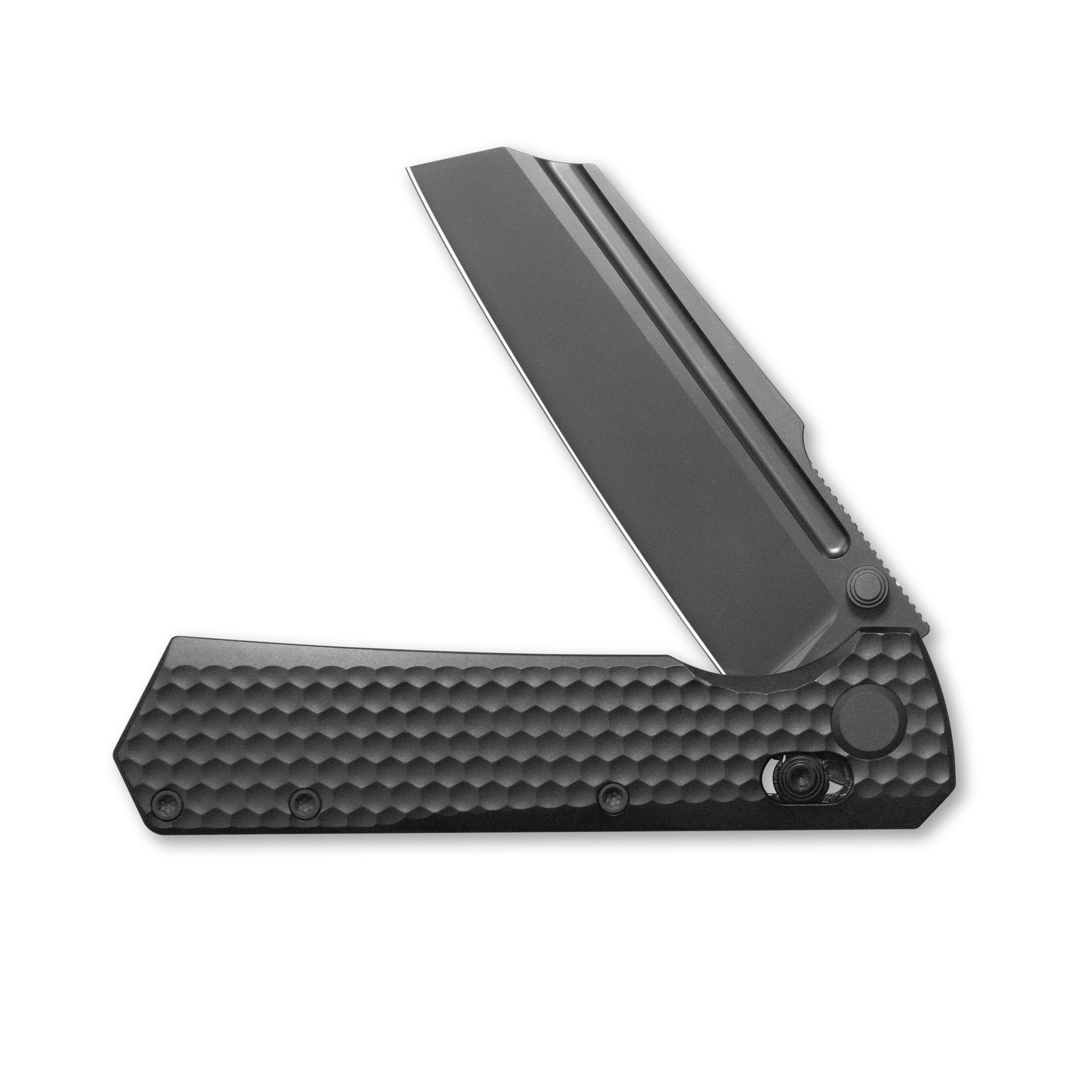 GEO Knife Noxiz Crossbar lock Folding Knife Black 6AL4V Titanium Handle 3.1" Black DLC Bohler M390 Blade GEO2506C
