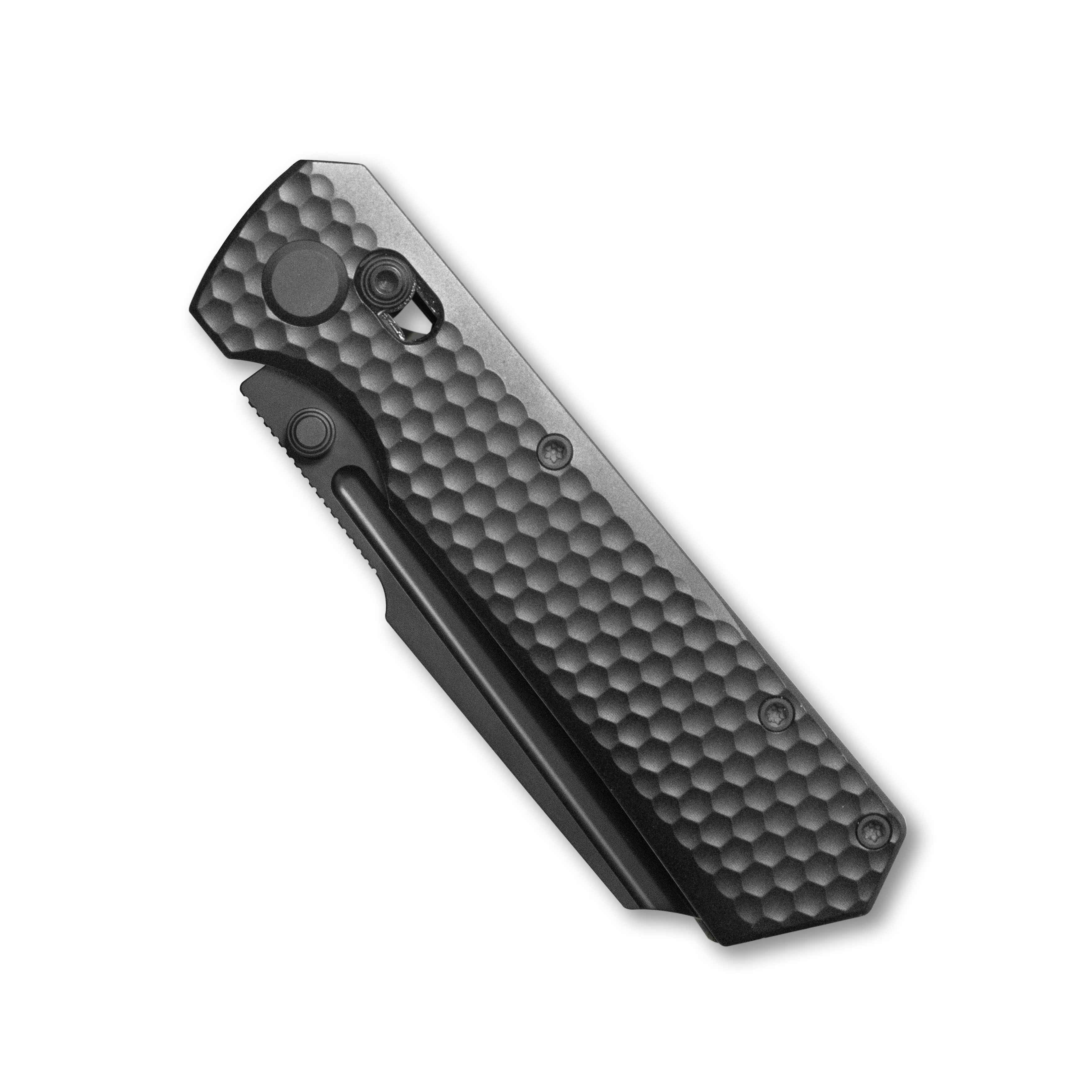 GEO Knife Noxiz Crossbar lock Folding Knife Black 6AL4V Titanium Handle 3.1" Black DLC Bohler M390 Blade GEO2506C
