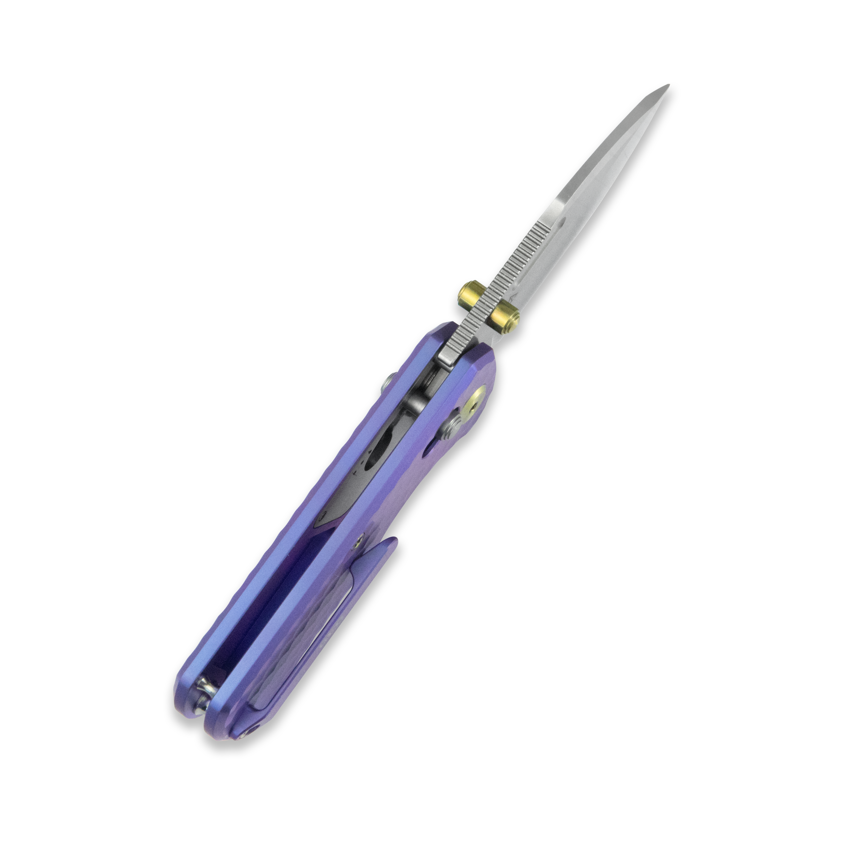 GEO Knife Belluf Crossbar lock Folding Knife Purple 6AL4V Titanium Handle 2.4" Stonewash Bohler M390 Blade GEO2508J