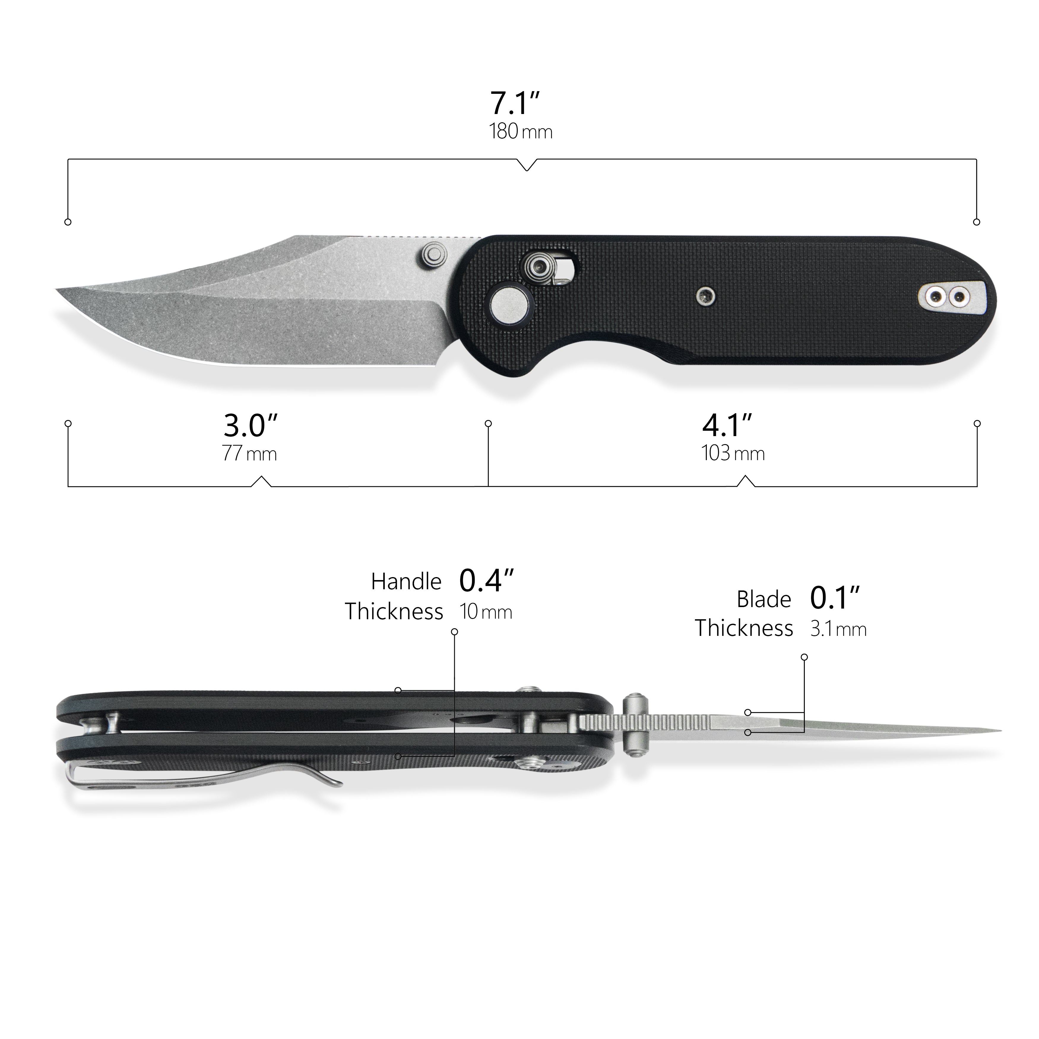 GEO Knife Ethereal Cutter Crossbar lock Folding Knife Black G10 Handle 3.0" Stonewash Bohler M390 Blade GEO2401F