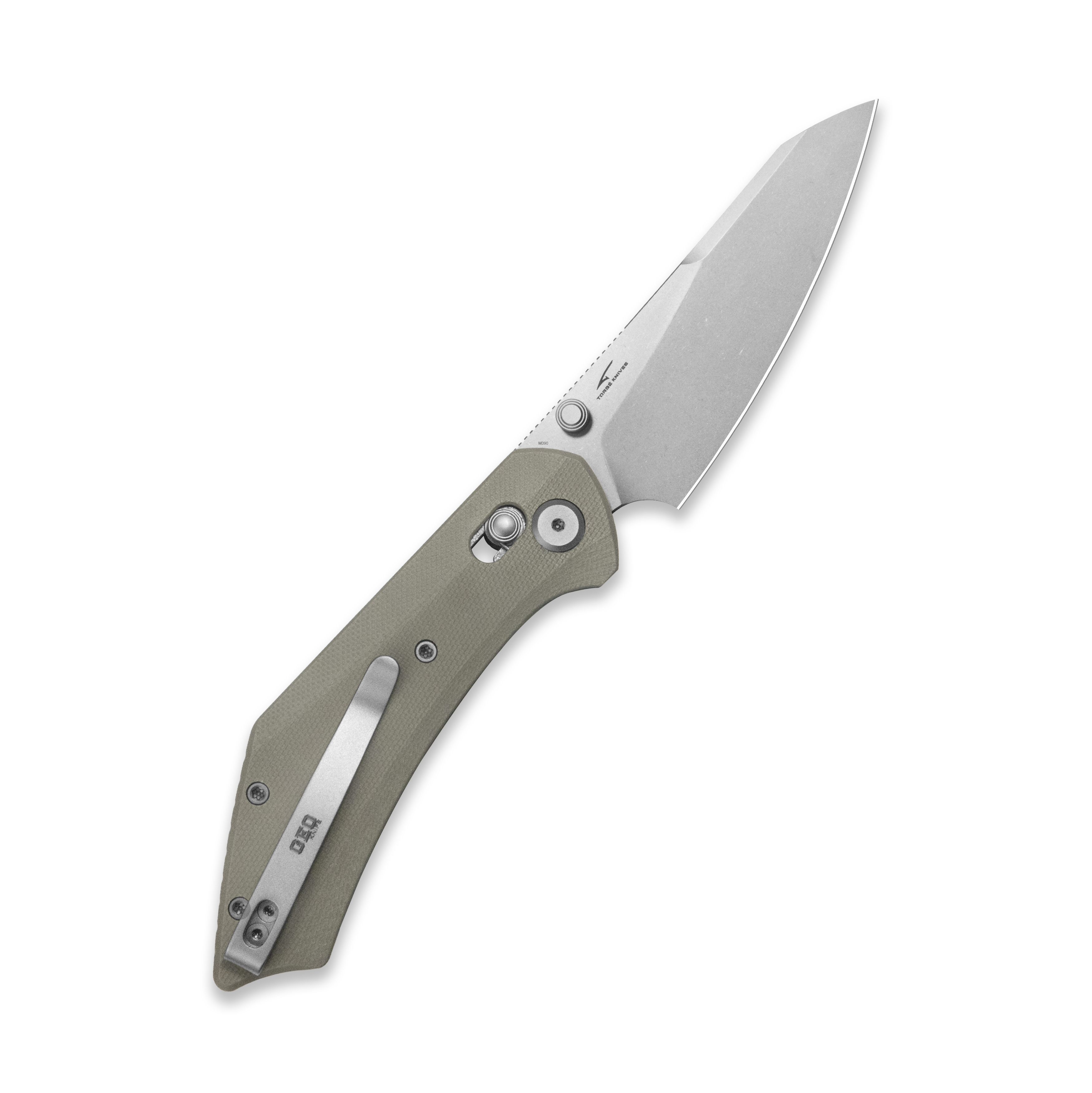 GEO Knife DIVID Crossbar lock Folding Knife Khaki G10 Handle 3.3" Stonewash Bohler M390 Blade GEO2507J