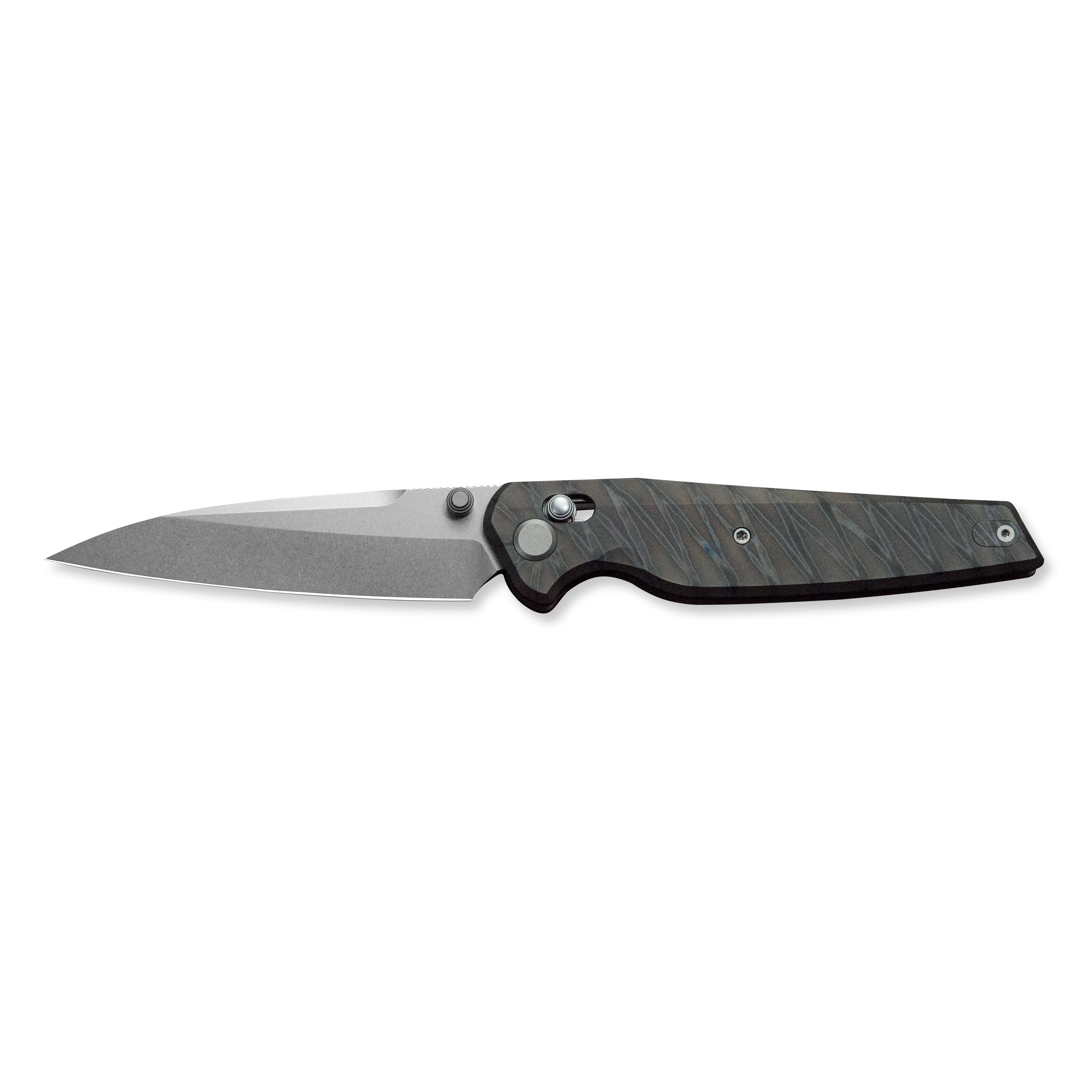 GEO Knife FANTASM Crossbar lock Folding Knife Tiger Stripe Pattern Flamed 6AL4V Titanium Handle 3.9" Stonewash Bohler M390 Blade GEO2505B