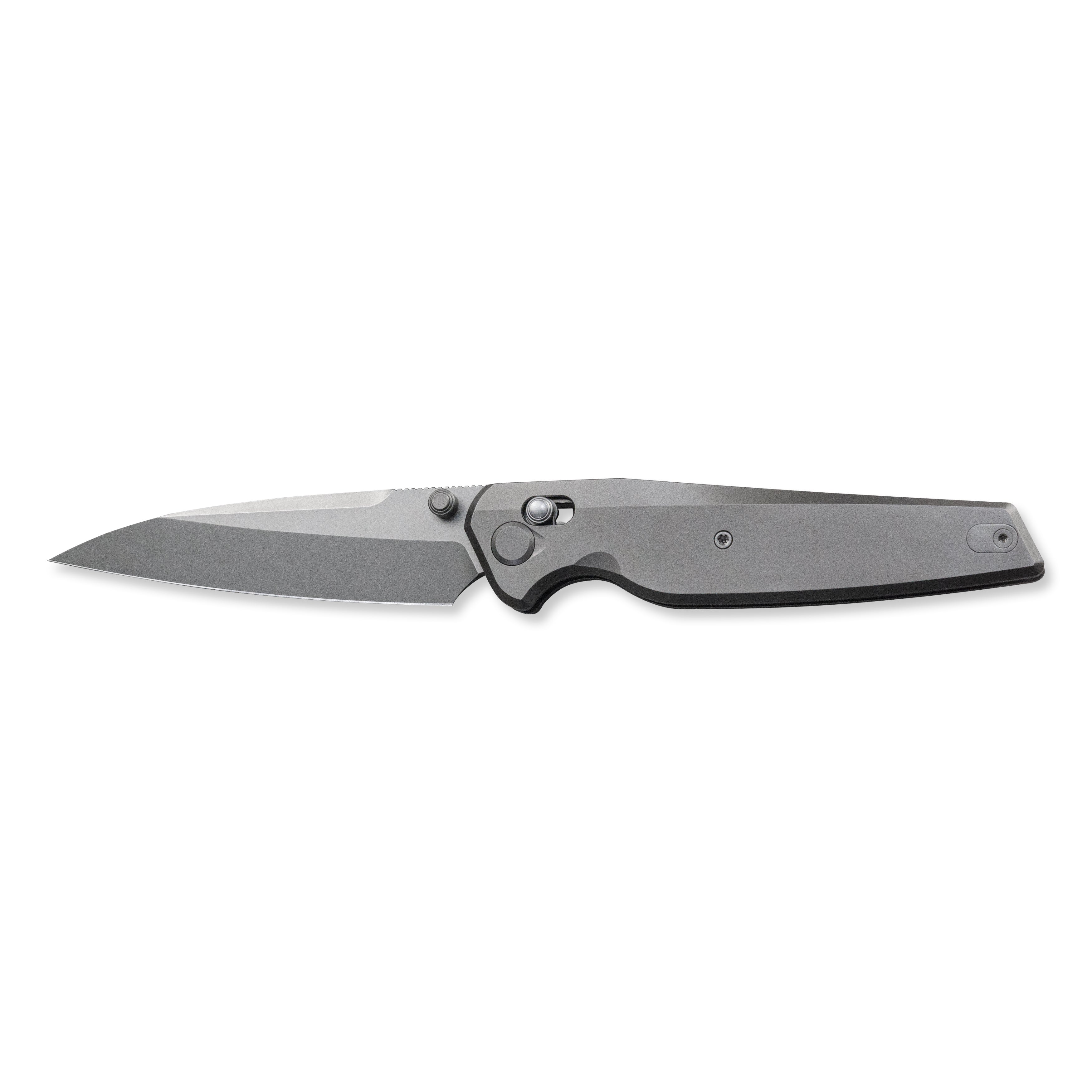 GEO Knife FANTASM Crossbar lock Folding Knife Gray 6AL4V Titanium Handle 3.9" Stonewash Bohler M390 Blade GEO2505A