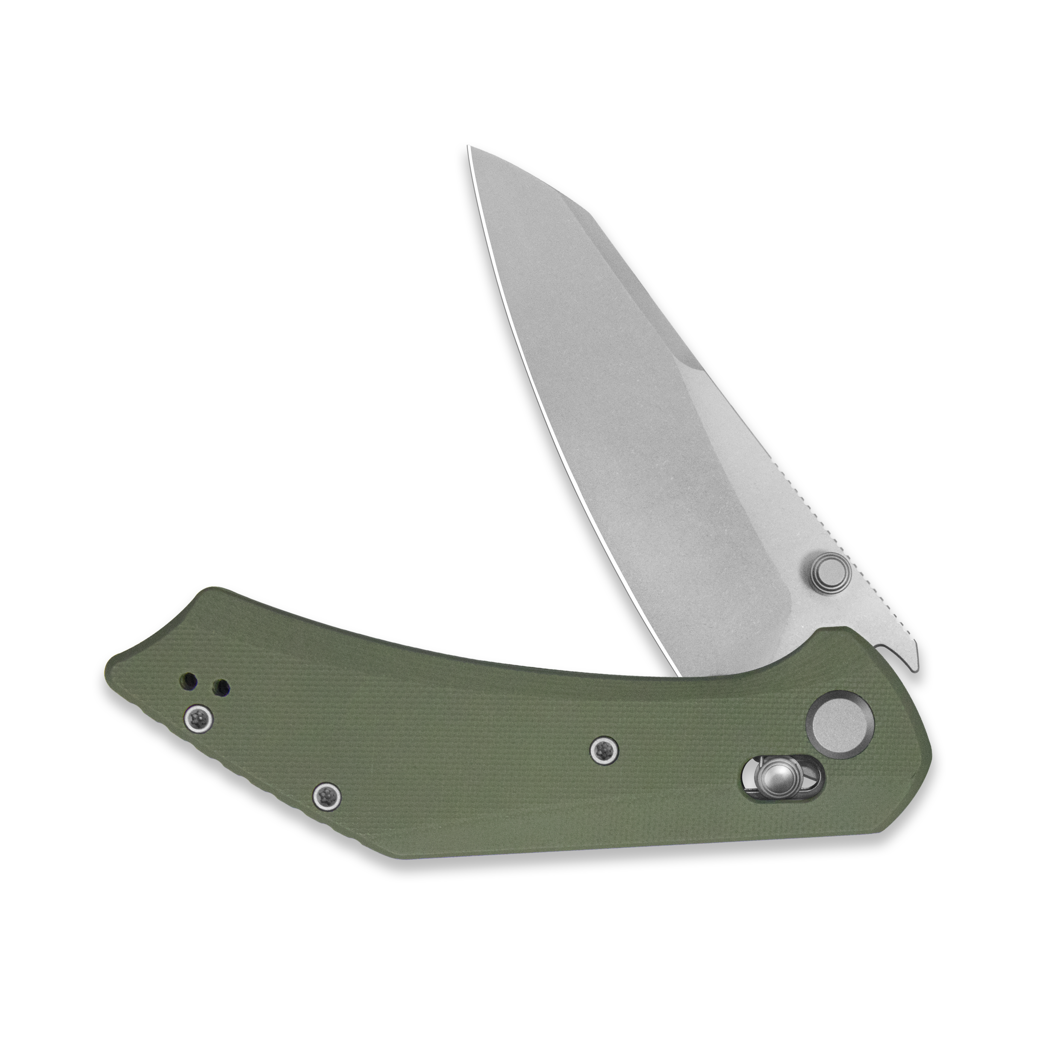 GEO Knife DIVID Crossbar lock Folding Knife Green G10 Handle 3.3" Stonewash Bohler M390 Blade GEO2507I
