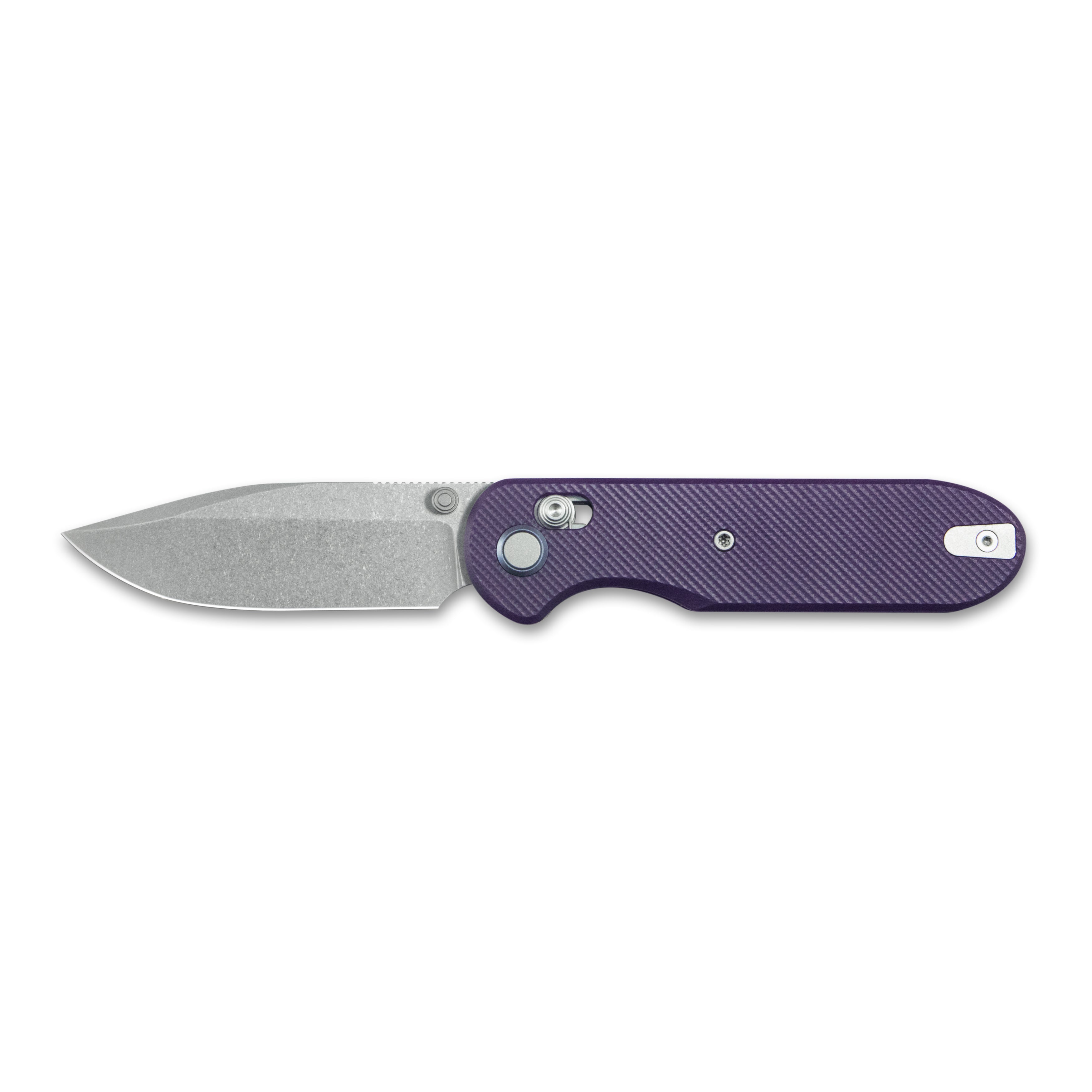 GEO Knife Ethereal Cutter Crossbar lock Folding Knife Purple G10 Handle 3.0" Stonewash Bohler M390 Blade GEO2402L