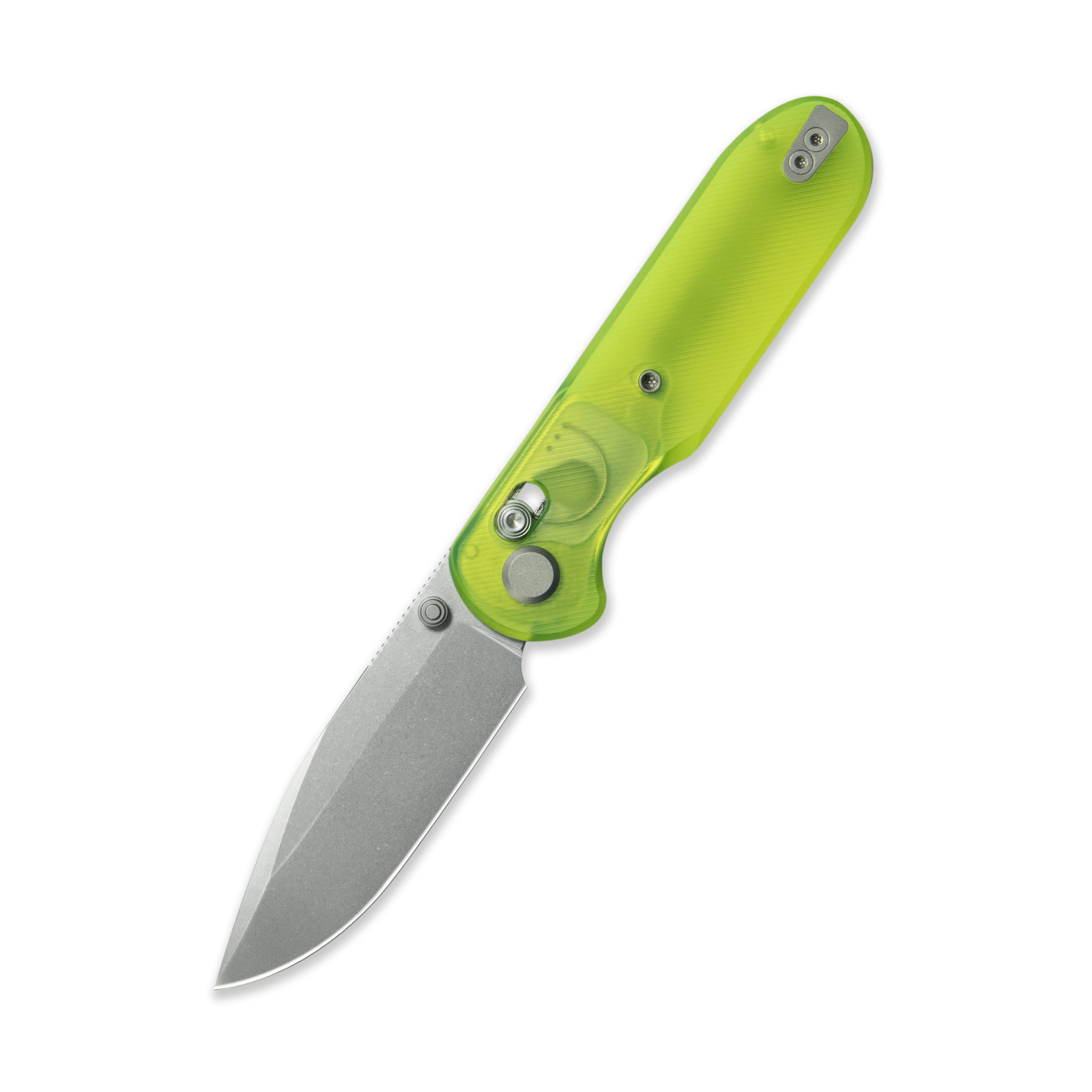 Blade HQ Exclusives SKU : GEO Knife Ethereal Cutter Axis lock Folding Knife Green Acrylic Handle 3.0" Stonewash CPM S90V Blade GEO2402O