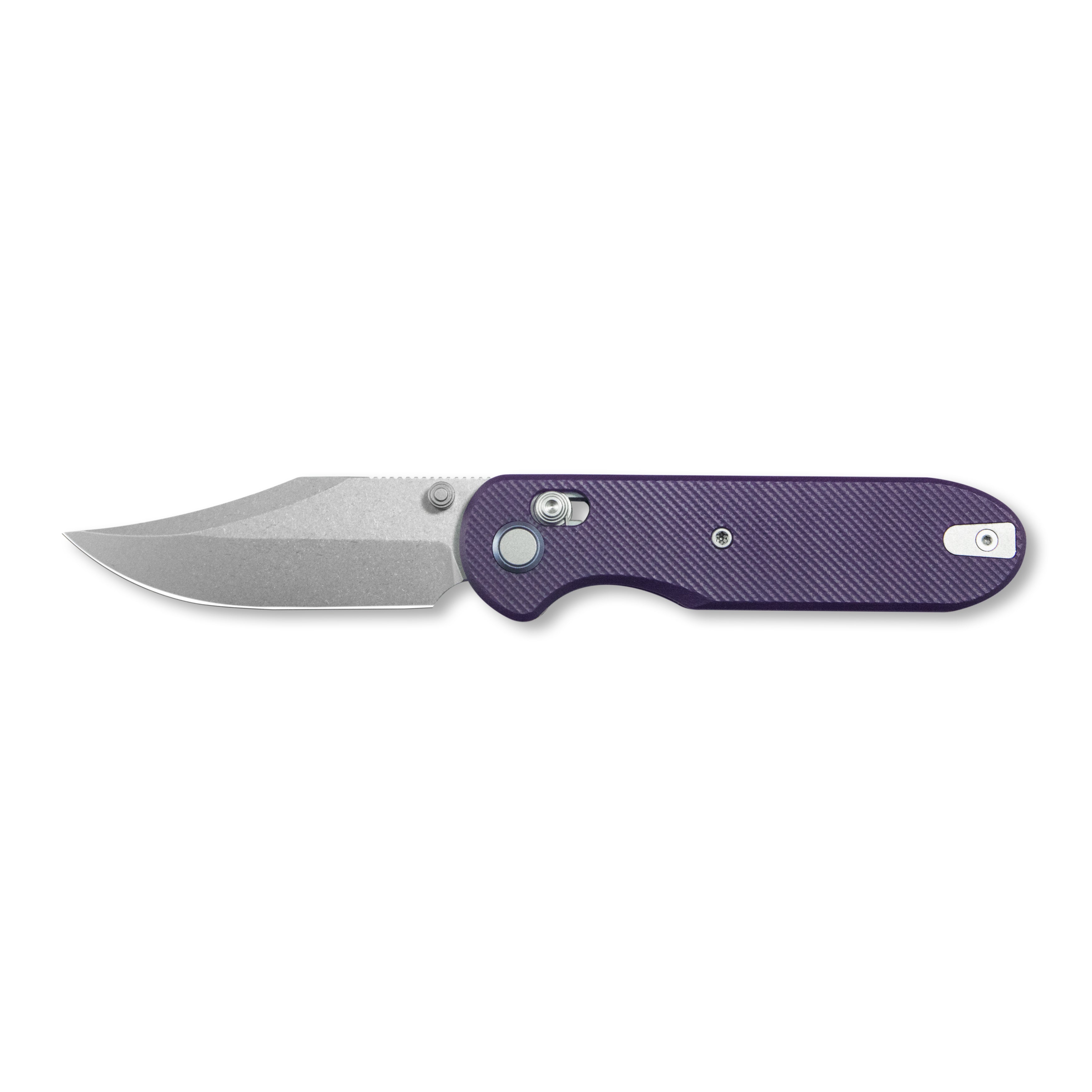 GEO Knife Ethereal Cutter Crossbar lock Folding Knife Purple G10 Handle 3.0" Stonewash Bohler M390 Blade GEO2401L