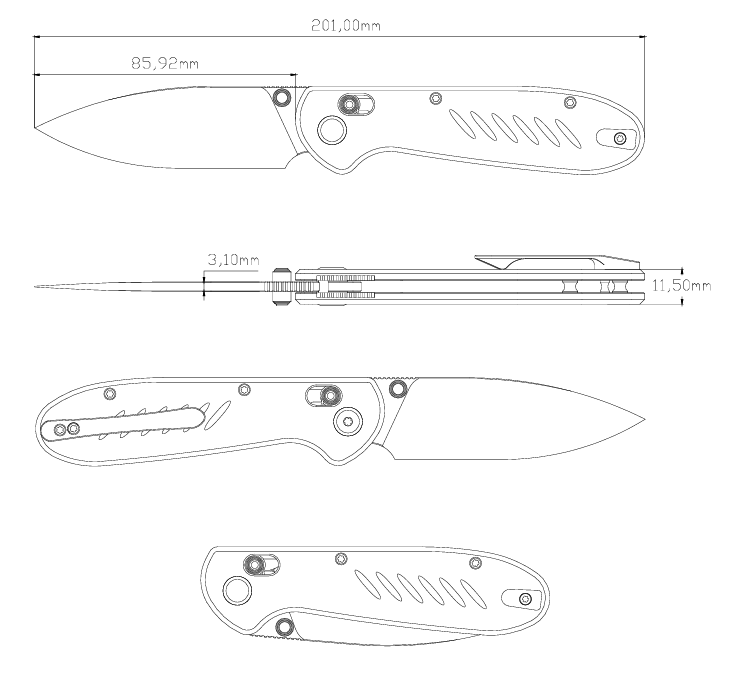 GEO Knife Frost Axis lock Folding Knife Black DLC 6AL4V Titanium Handle 3.4" Black DLC Bohler M390 Blade GEO2501B