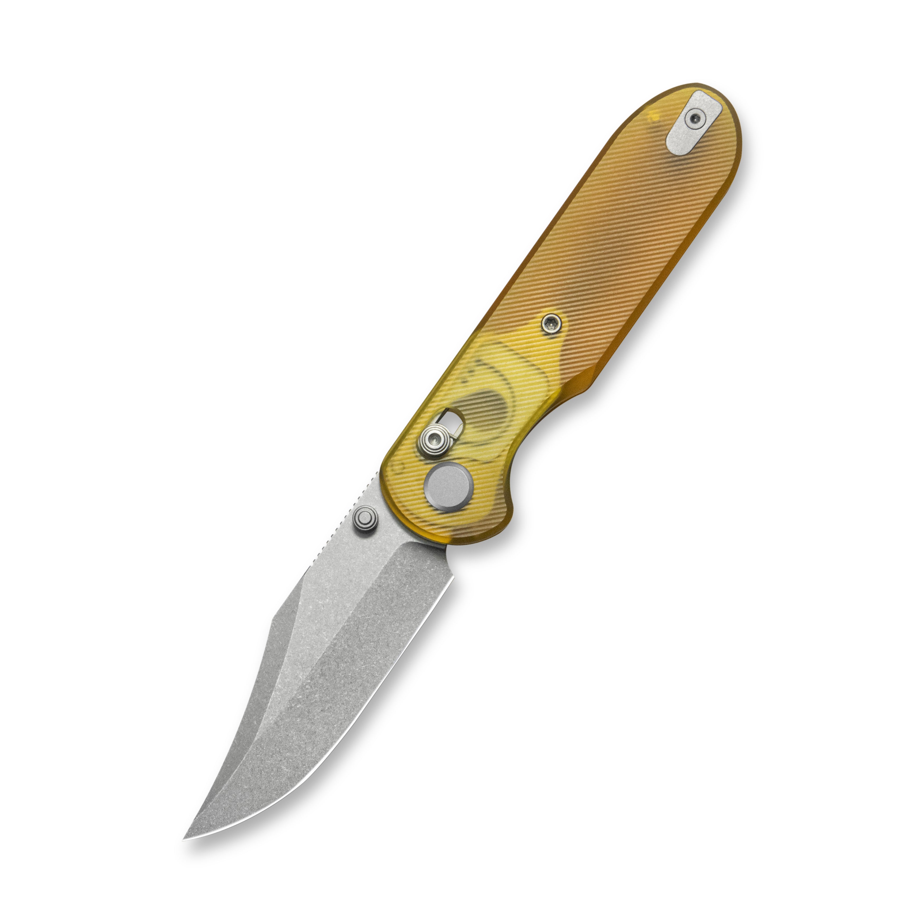 GEO Knife Ethereal Cutter Crossbar lock Folding Knife Ultem Handle 3.0" Stonewash Bohler M390 Blade GEO2401E