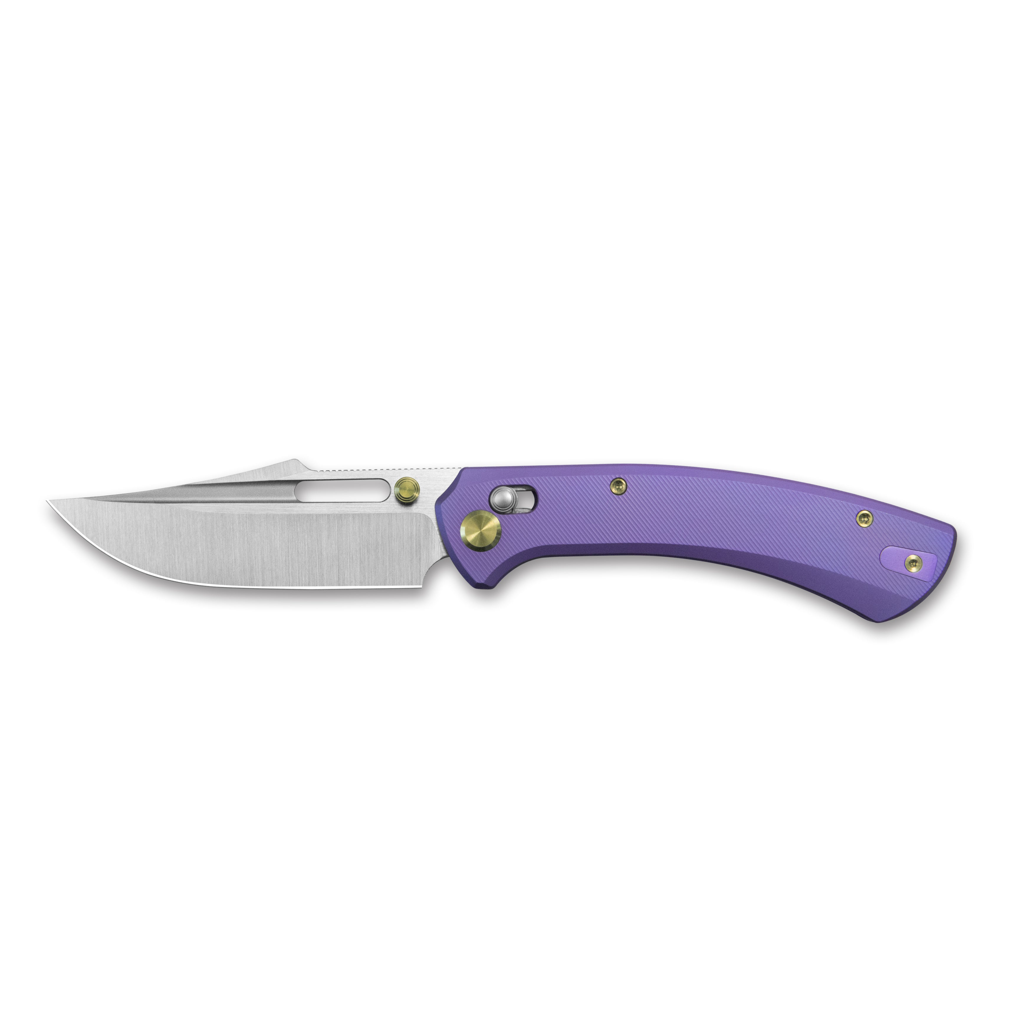 GEO Knife Strix Axis lock Folding Knife Purple blue 6AL4V Titanium Handle 3.6" Hand-Rubbed Satin Stonewash Bohler M390 Blade GEO2510D