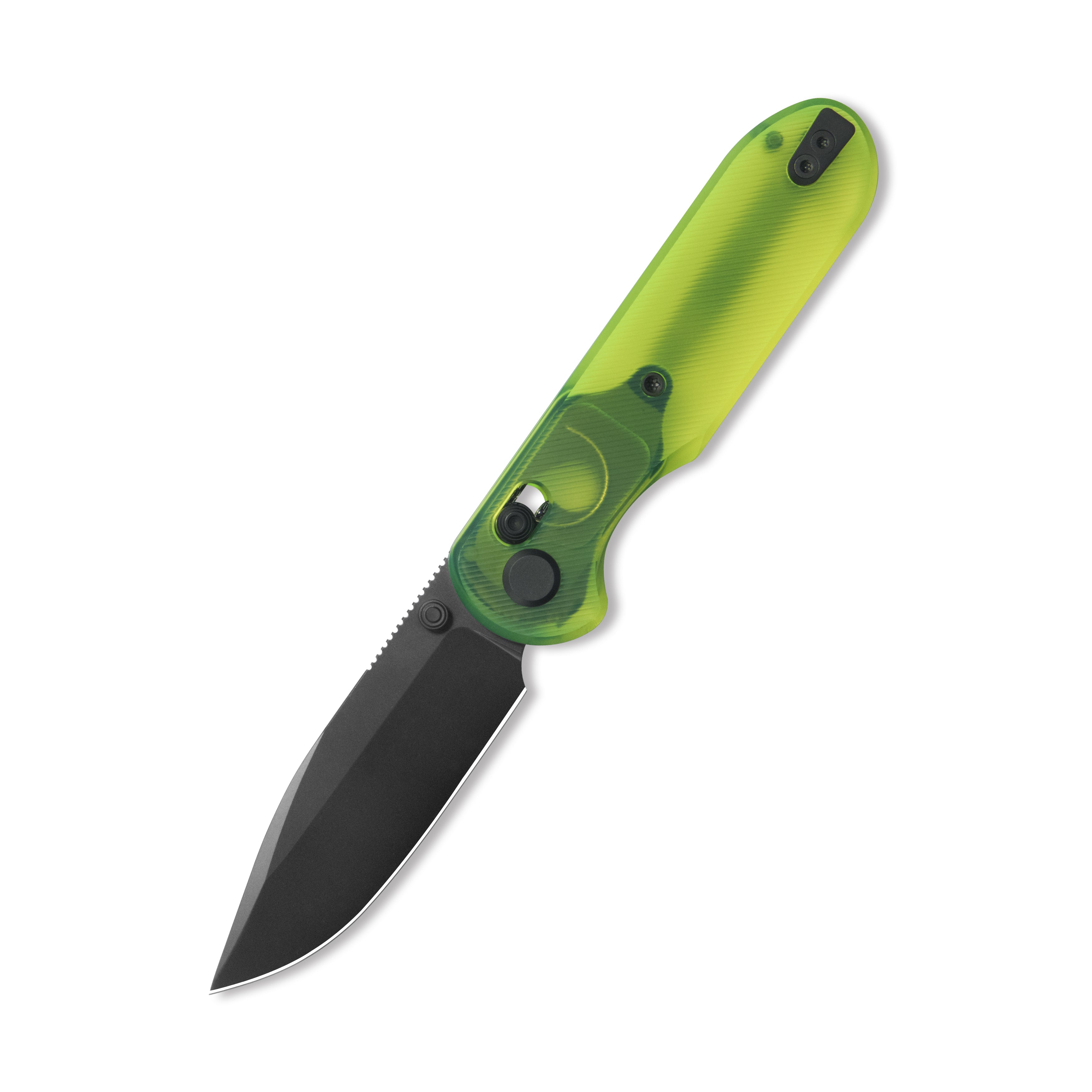 Blade HQ Exclusives SKU : GEO Knife Ethereal Cutter Axis lock Folding Knife Green Acrylic Handle 3.0" Black DLC CPM S90V Blade GEO2402Q