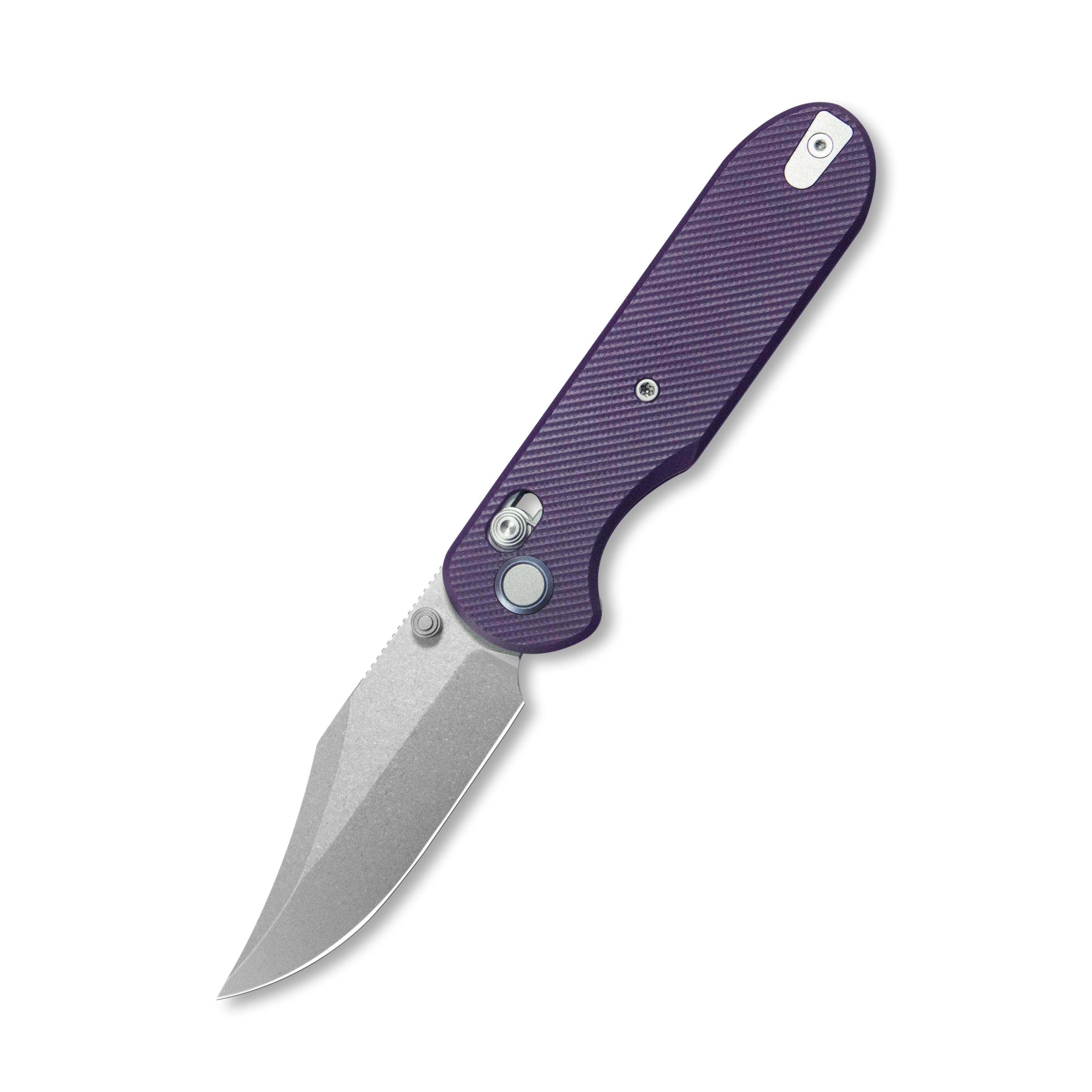 GEO Knife Ethereal Cutter Crossbar lock Folding Knife Purple G10 Handle 3.0" Stonewash Bohler M390 Blade GEO2401L