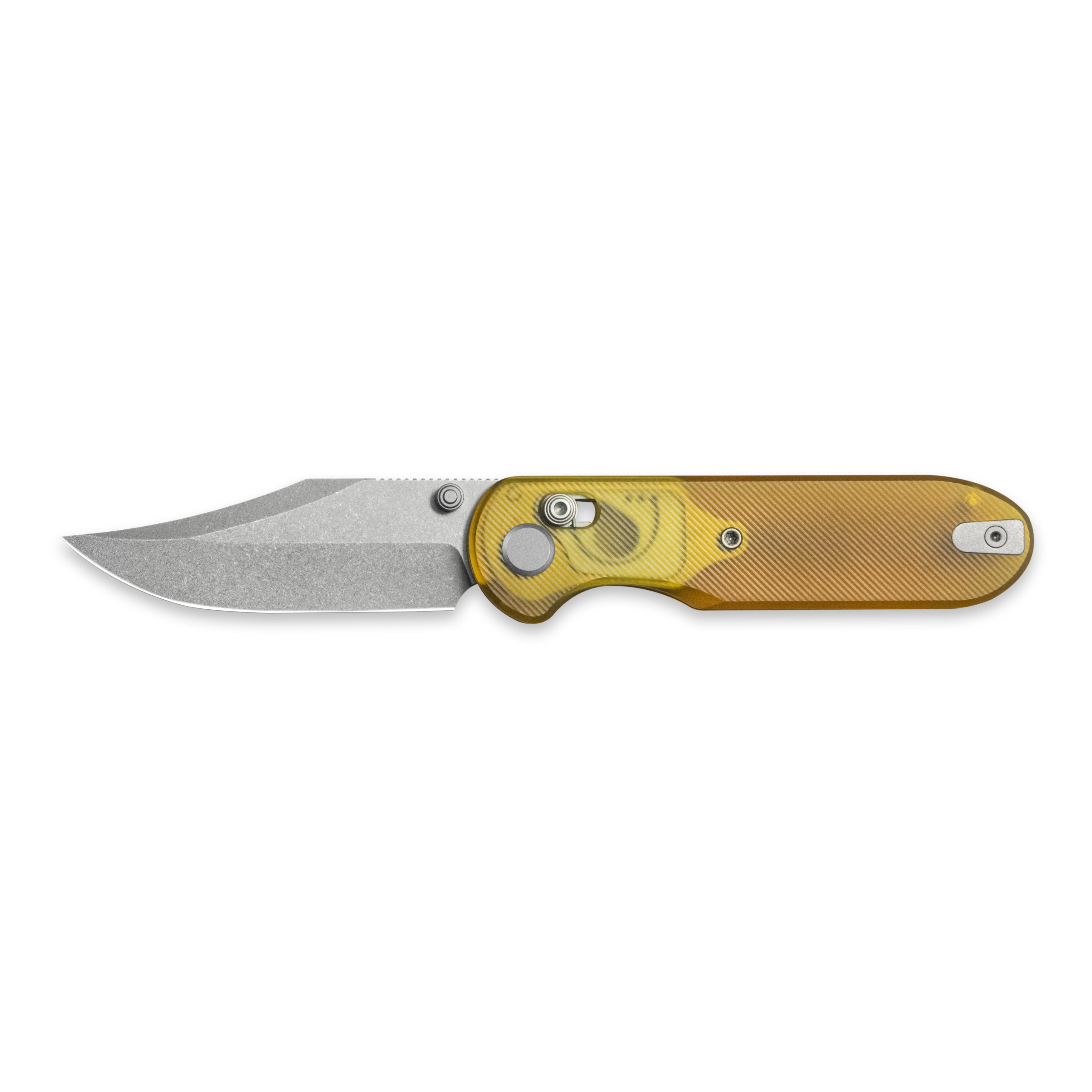 GEO Knife Ethereal Cutter Crossbar lock Folding Knife Ultem Handle 3.0" Stonewash Bohler M390 Blade GEO2401E