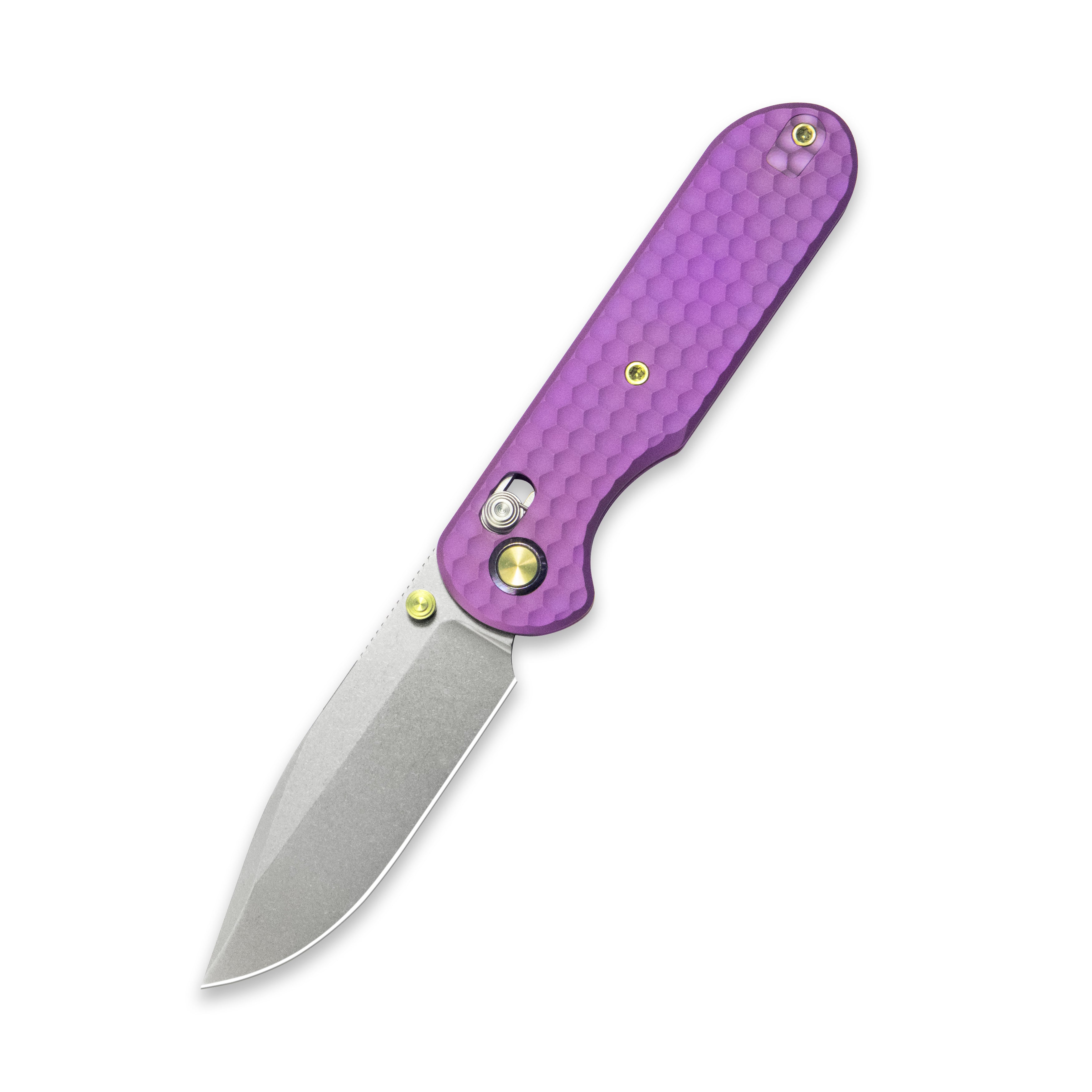 (Pre-order) ( Before February 5th): GEO Knife Ethereal Cutter Axis lock Folding Knife Purple 6AL4V Titanium Handle 3.0" Stonewash Bohler M390 Blade GEO2402I