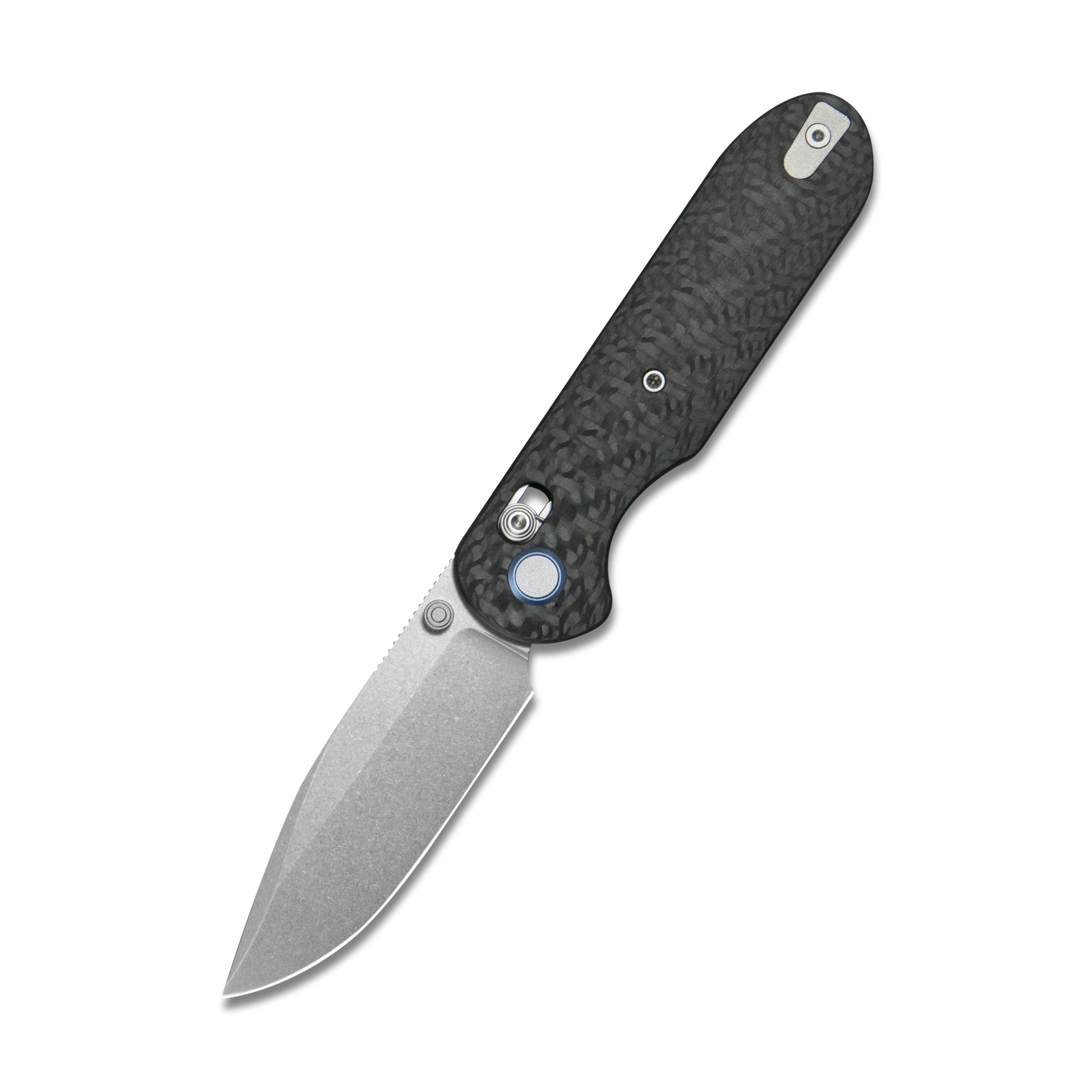 GEO Knife Ethereal Cutter Crossbar lock Folding Knife Black Carbon fiber Handle 3.0" Stonewash Bohler M390 Blade GEO2402K