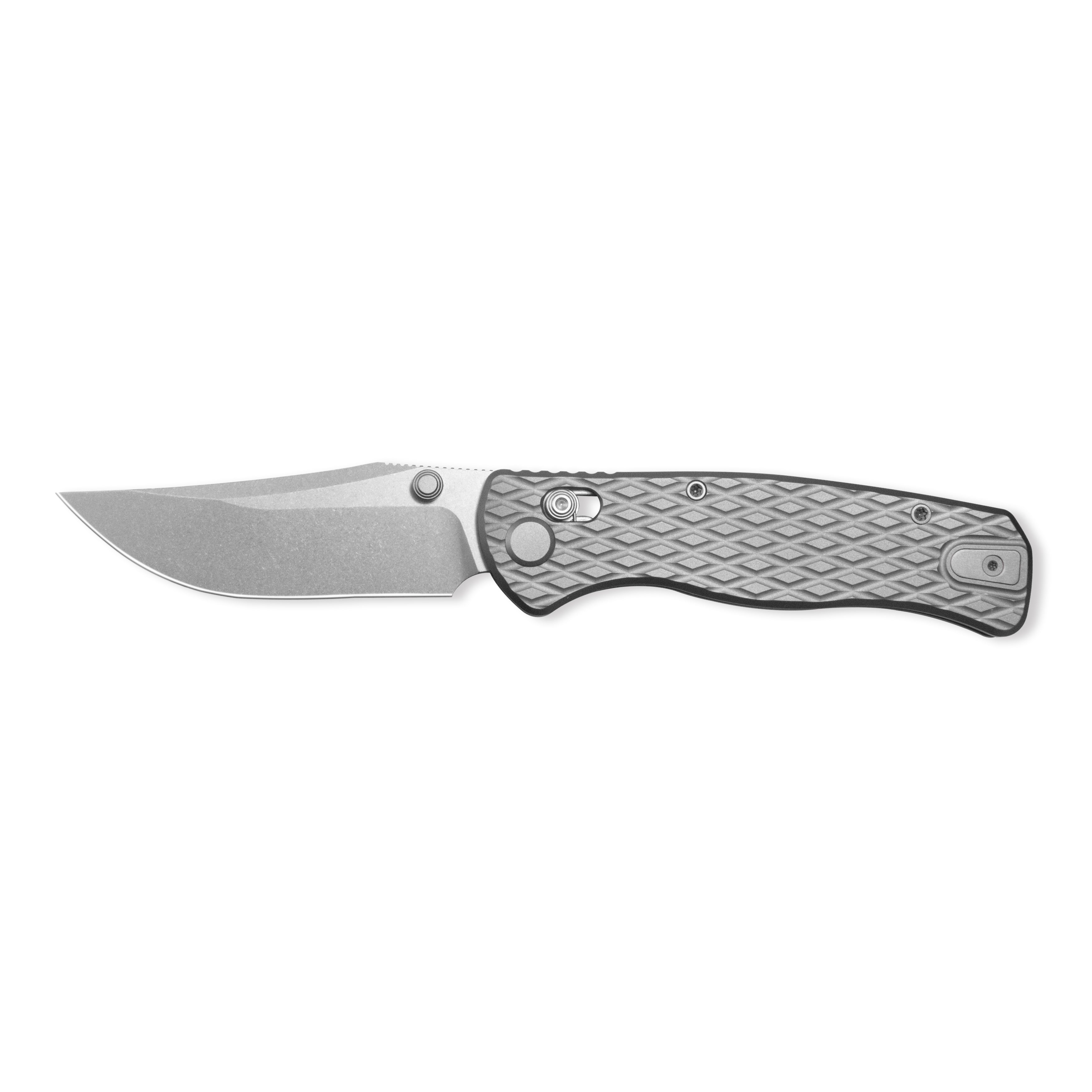 GEO Knife Sharp Shadow Crossbar lock Folding Knife Gray 6AL4V Titanium Handle 3.3" Stonewash Bohler M390 Blade GEO2504A