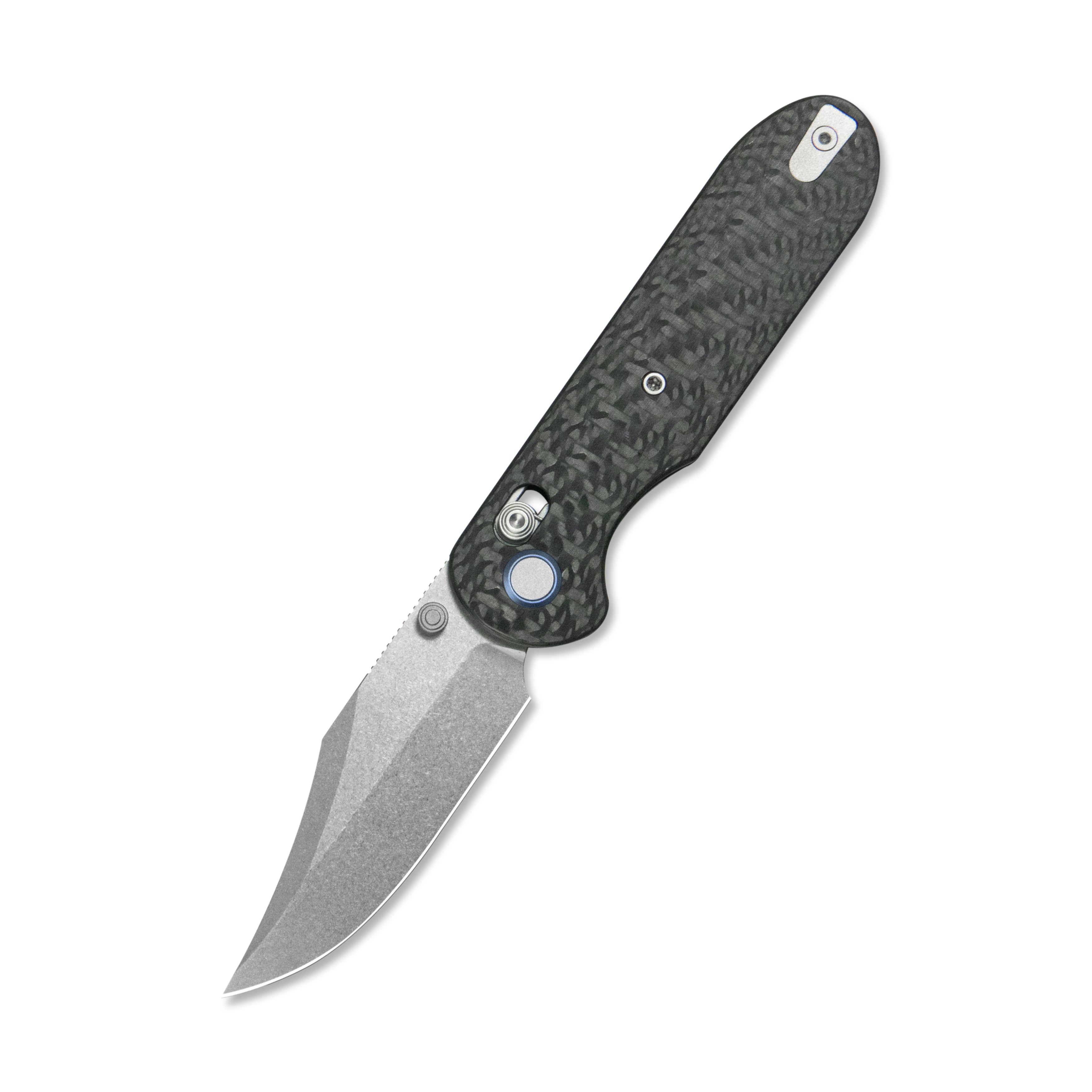 GEO Knife Ethereal Cutter Crossbar lock Folding Knife Black Carbon Fiber Handle 3.0" Stonewash Bohler M390 Blade GEO2401K