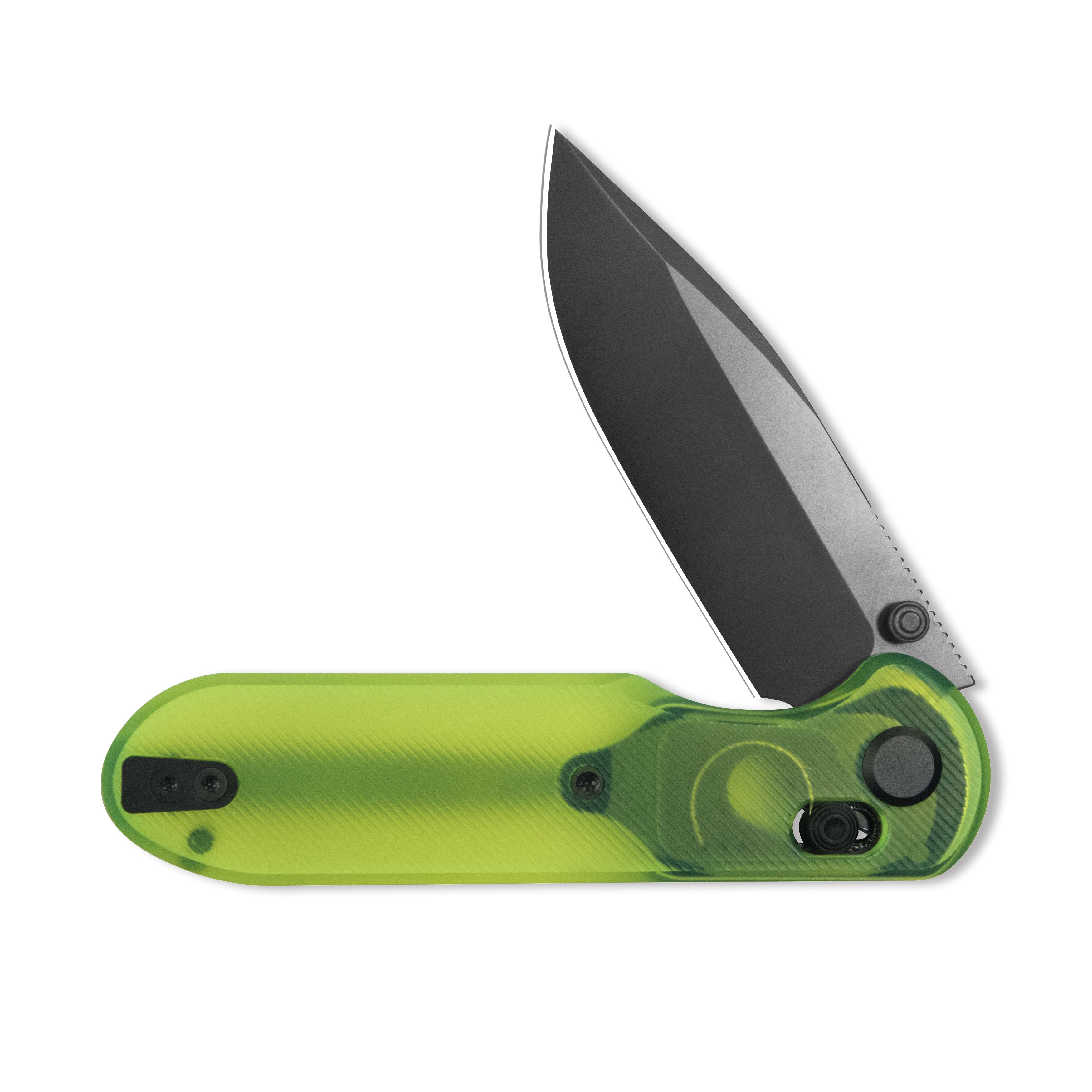Blade HQ Exclusives SKU : GEO Knife Ethereal Cutter Crossbar lock Folding Knife Green Acrylic Handle 3.0" Black DLC CPM S90V Blade GEO2402Q