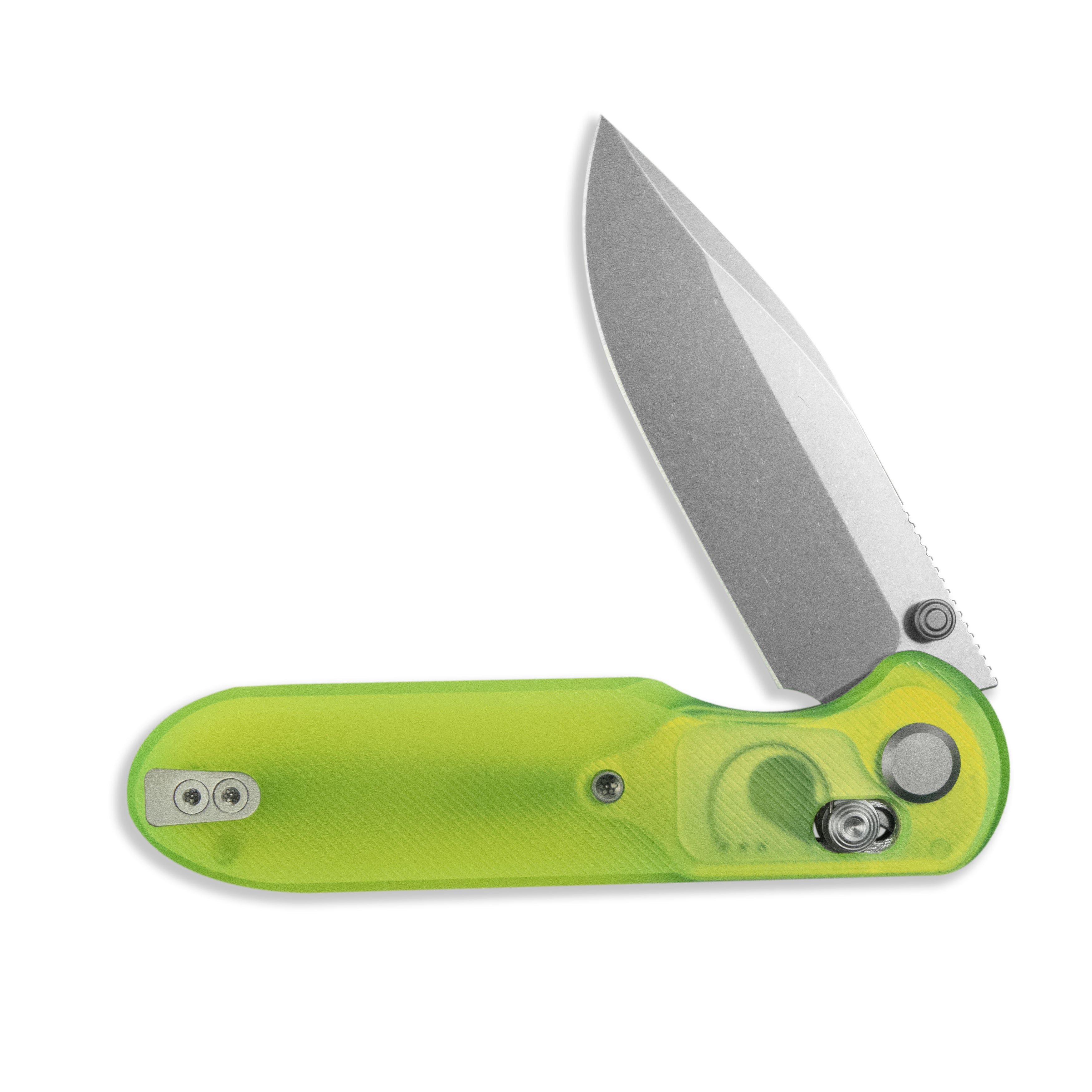 Blade HQ Exclusives SKU : GEO Knife Ethereal Cutter Crossbar lock Folding Knife Green Acrylic Handle 3.0" Stonewash CPM S90V Blade GEO2402O