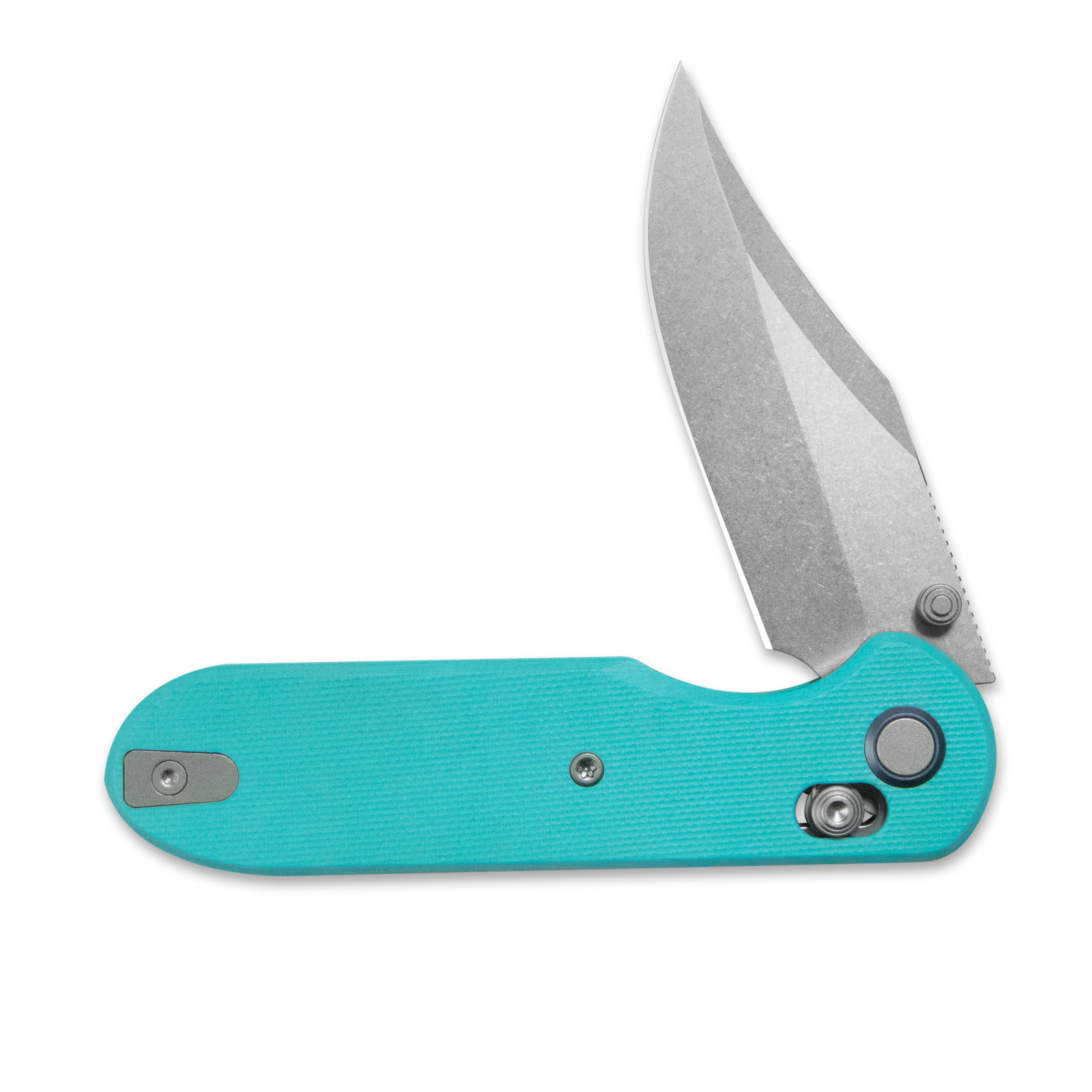 GEO Knife Ethereal Cutter Crossbar lock Folding Knife Tiffany Blue G10 Handle 3.0" Stonewash Bohler M390 Blade GEO2401G
