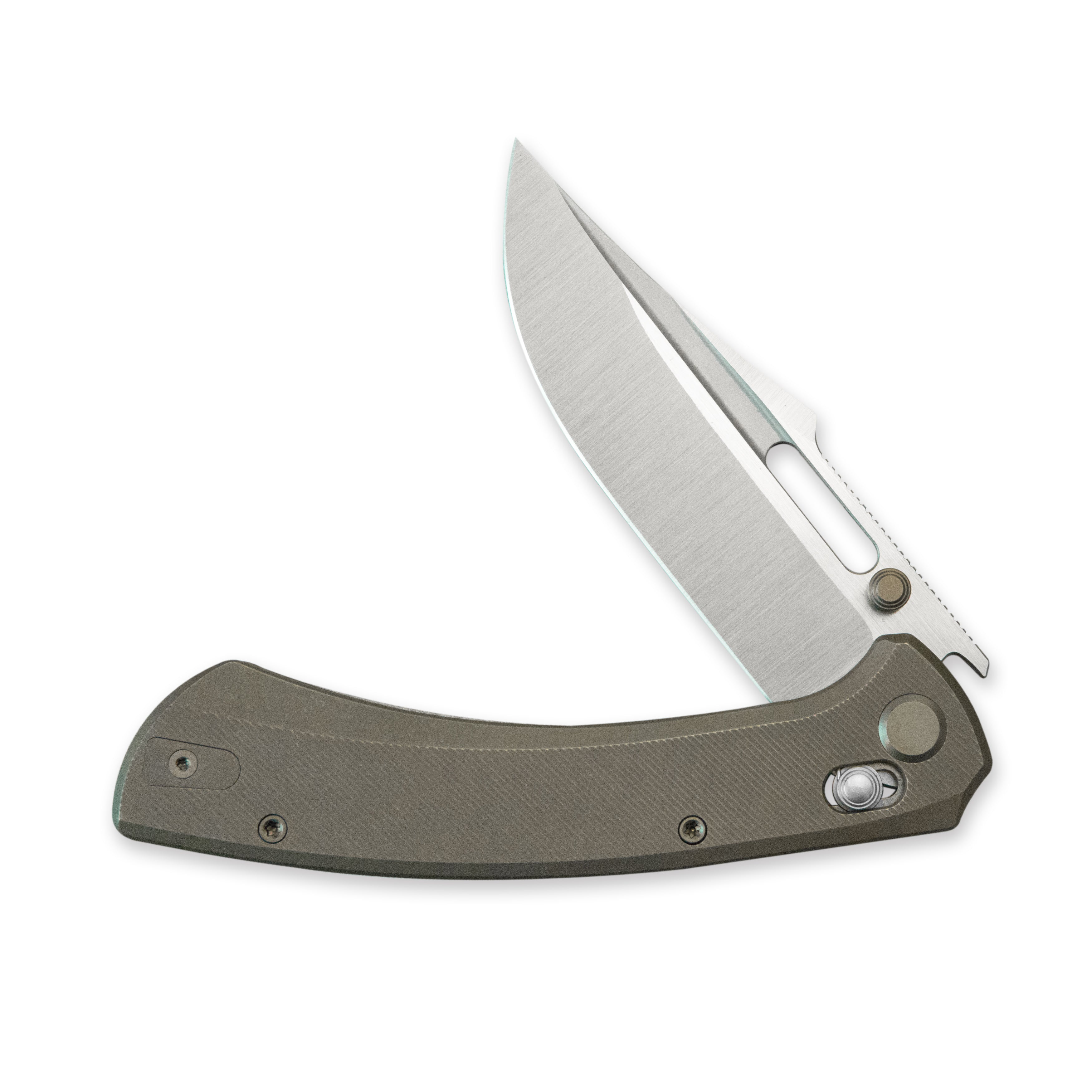 GEO Knife Strix Axis lock Folding Knife Bronze 6AL4V Titanium Handle 3.6" Hand-Rubbed Satin Stonewash Bohler M390 Blade GEO2510C