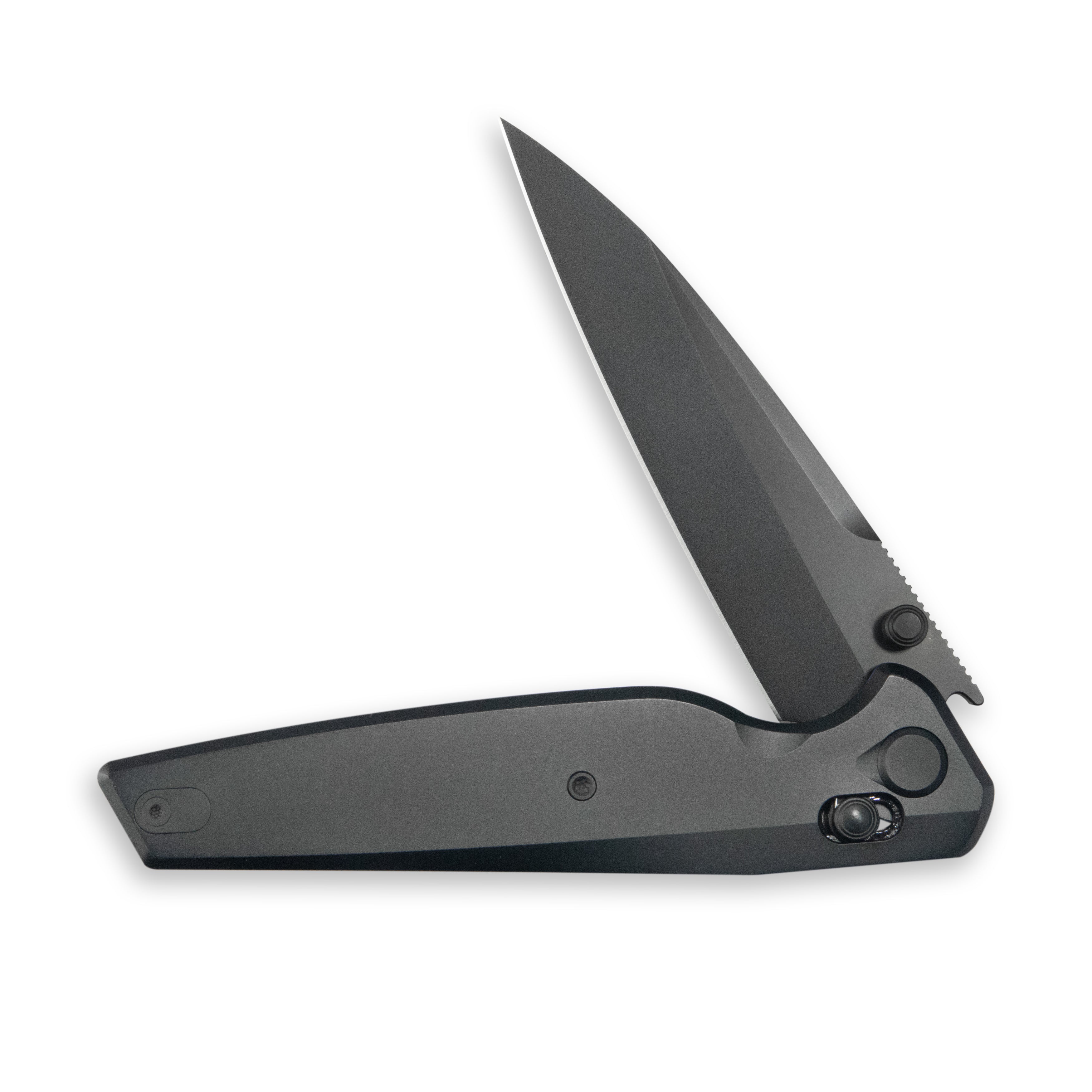GEO Knife FANTASM Crossbar lock Folding Knife Black 6AL4V Titanium Handle 3.9" Black DLC Bohler M390 Blade GEO2505C