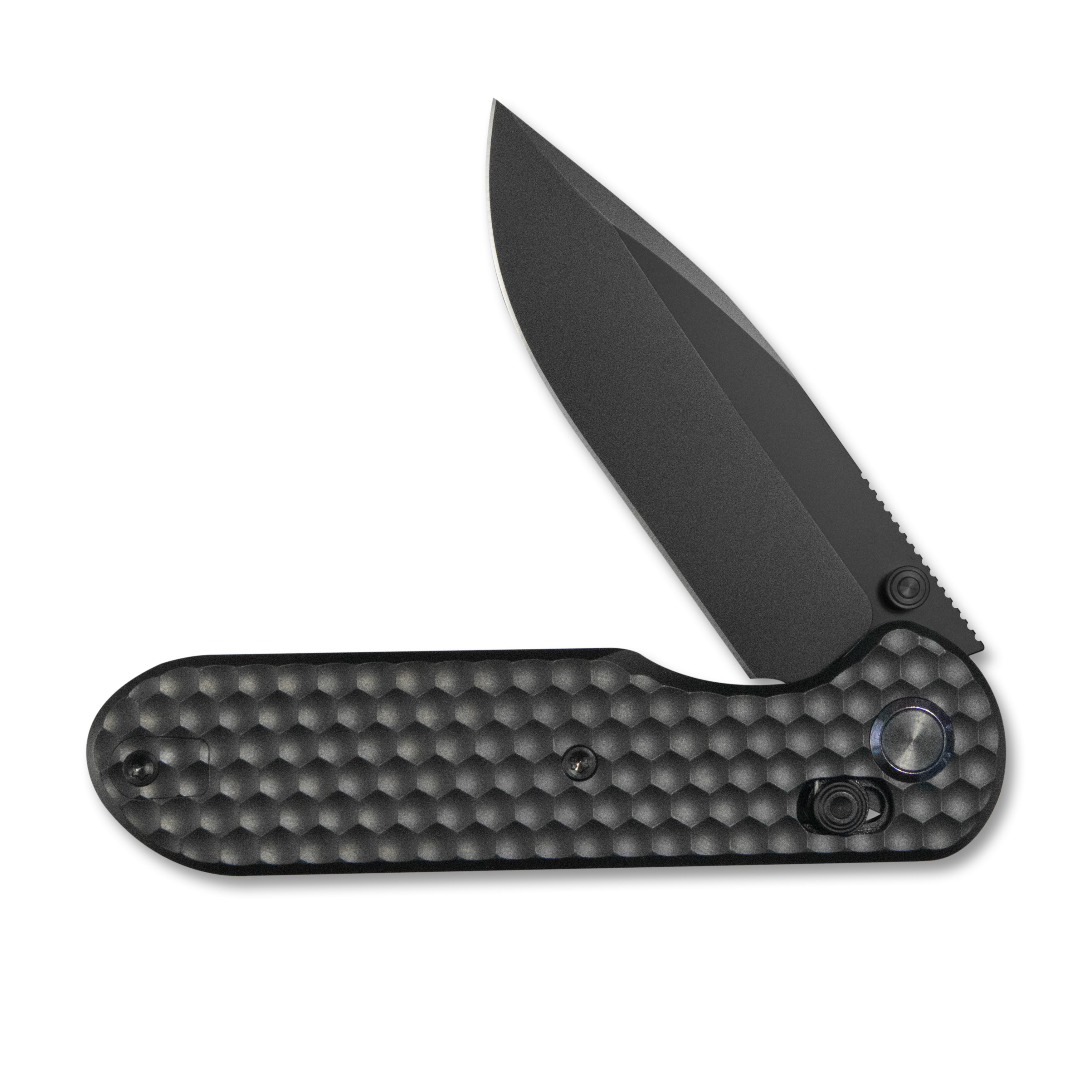 GEO Knife Ethereal Cutter Crossbar lock Folding Knife Black 6AL4V Titanium Handle 3.0" Black DLC Bohler M390 Blade GEO2402D