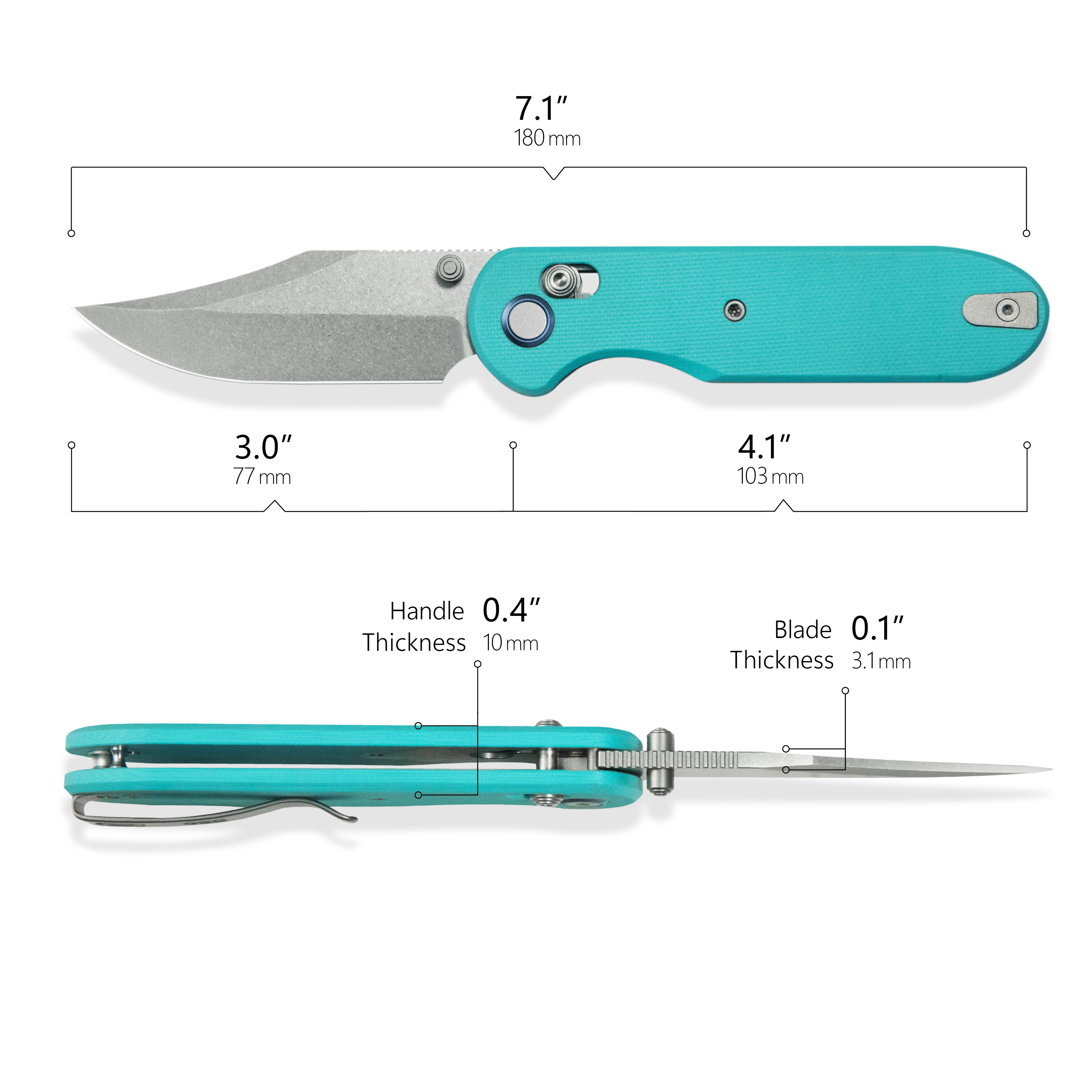GEO Knife Ethereal Cutter Crossbar lock Folding Knife Tiffany Blue G10 Handle 3.0" Stonewash Bohler M390 Blade GEO2401G