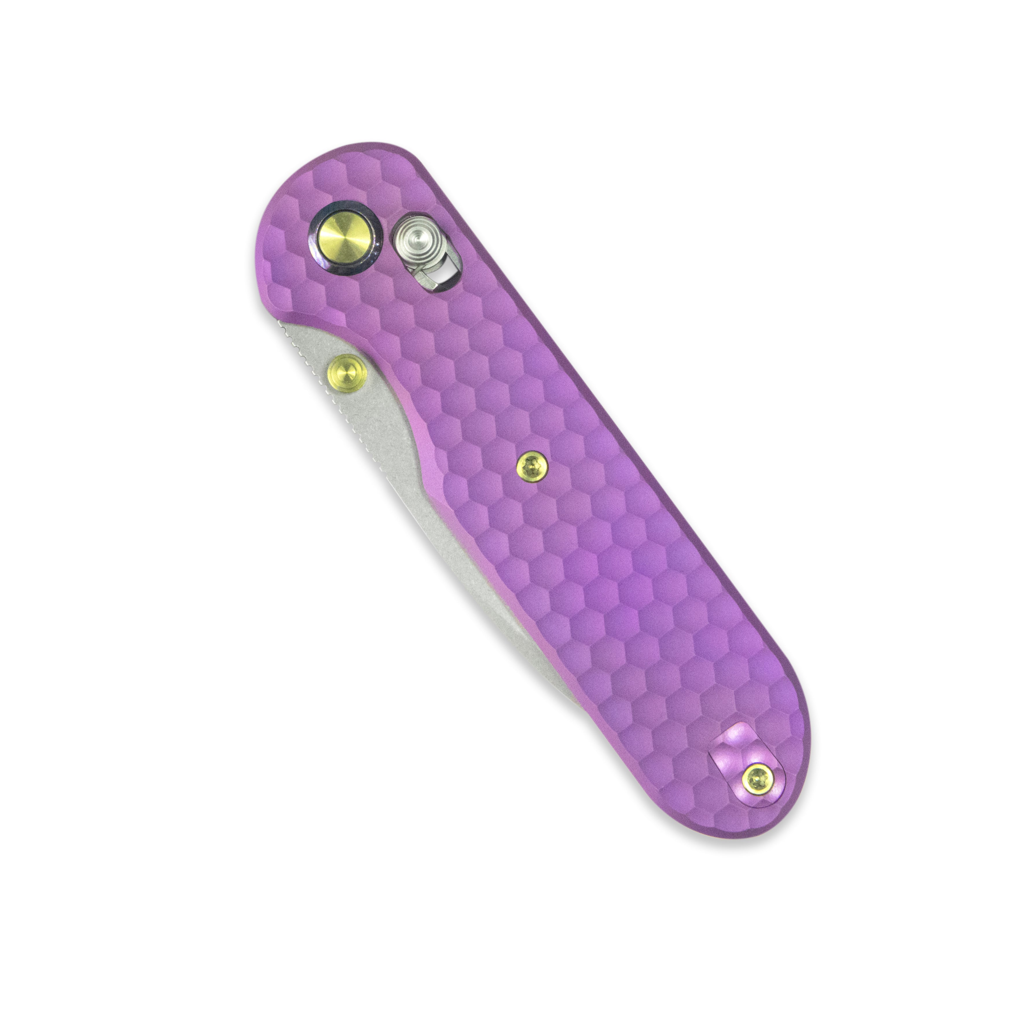 (Pre-order) ( Before February 5th): GEO Knife Ethereal Cutter Axis lock Folding Knife Purple 6AL4V Titanium Handle 3.0" Stonewash Bohler M390 Blade GEO2402I