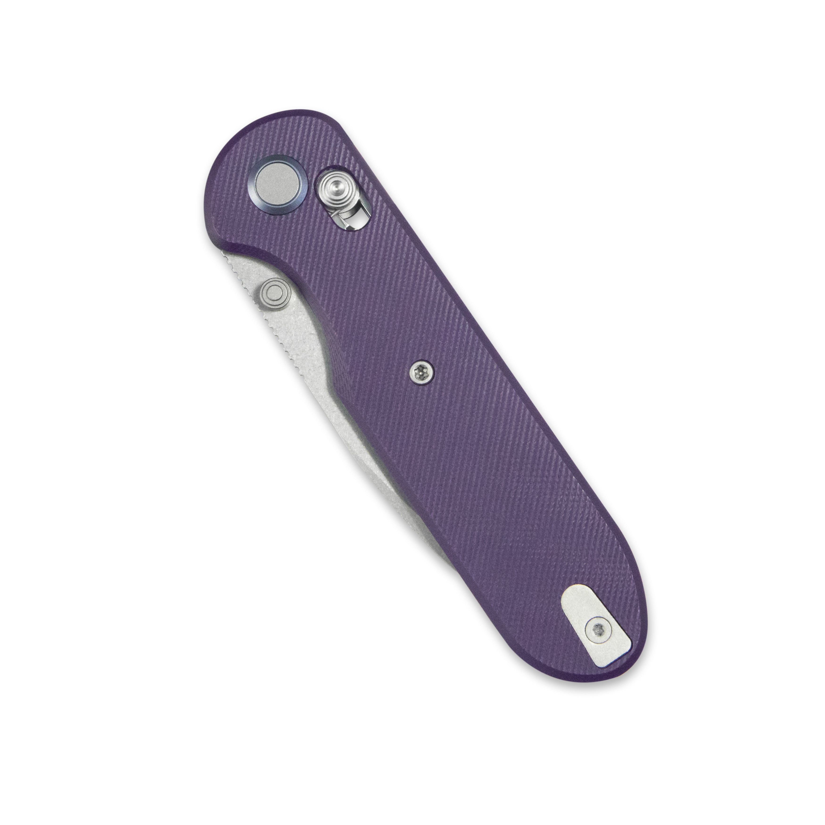 GEO Knife Ethereal Cutter Crossbar lock Folding Knife Purple G10 Handle 3.0" Stonewash Bohler M390 Blade GEO2402L