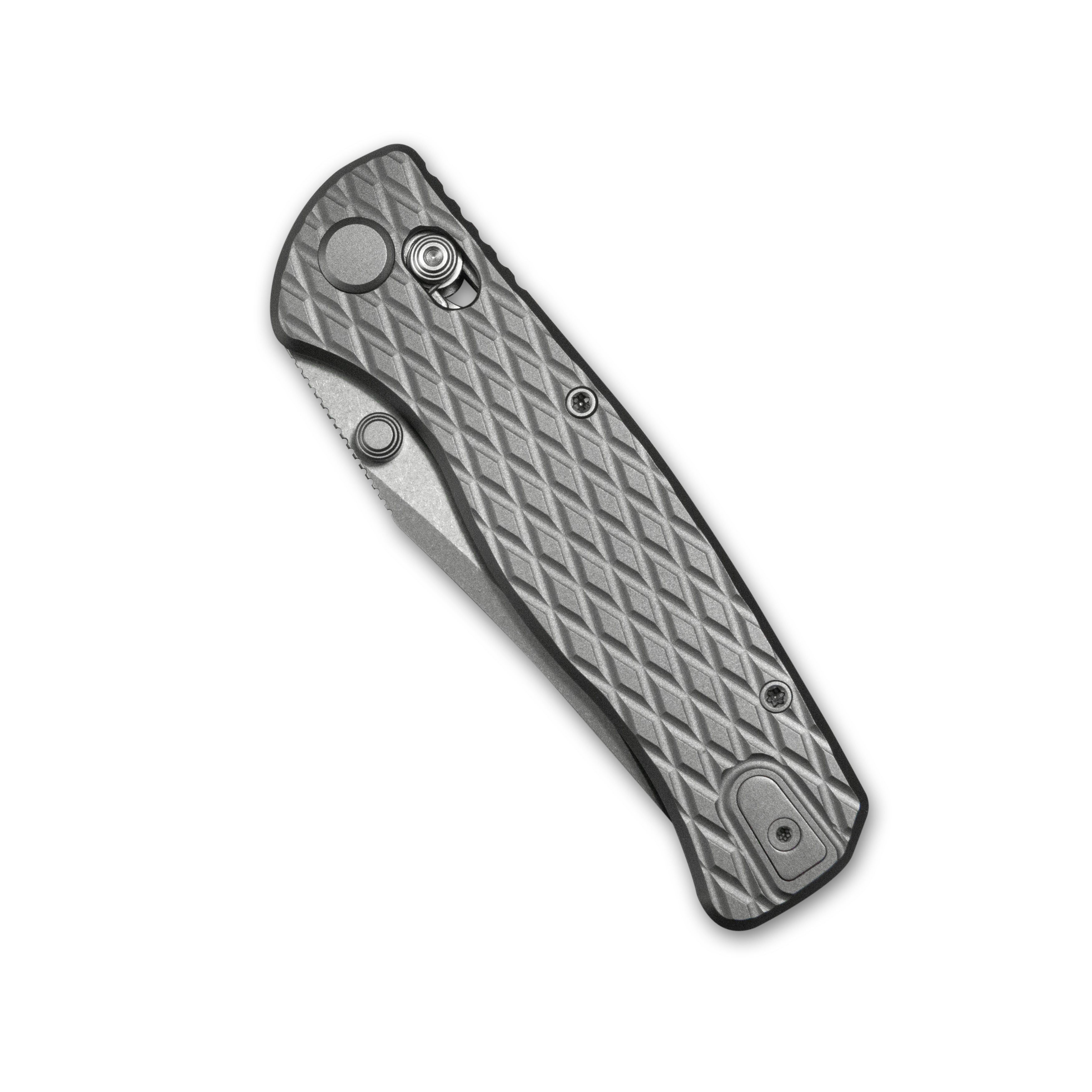 GEO Knife Sharp Shadow Crossbar lock Folding Knife Gray 6AL4V Titanium Handle 3.3" Stonewash Bohler M390 Blade GEO2504A