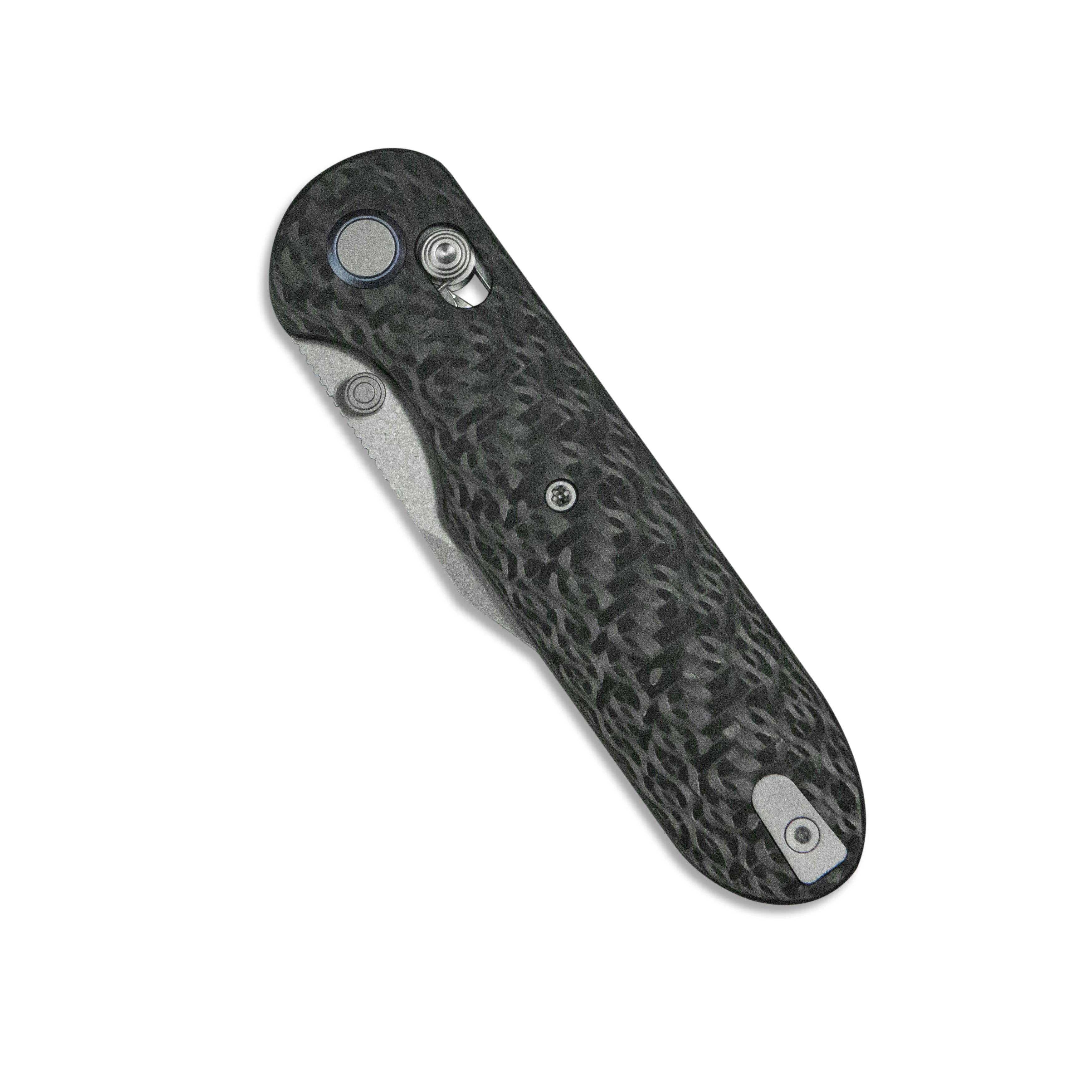 GEO Knife Ethereal Cutter Crossbar lock Folding Knife Black Carbon Fiber Handle 3.0" Stonewash Bohler M390 Blade GEO2401K