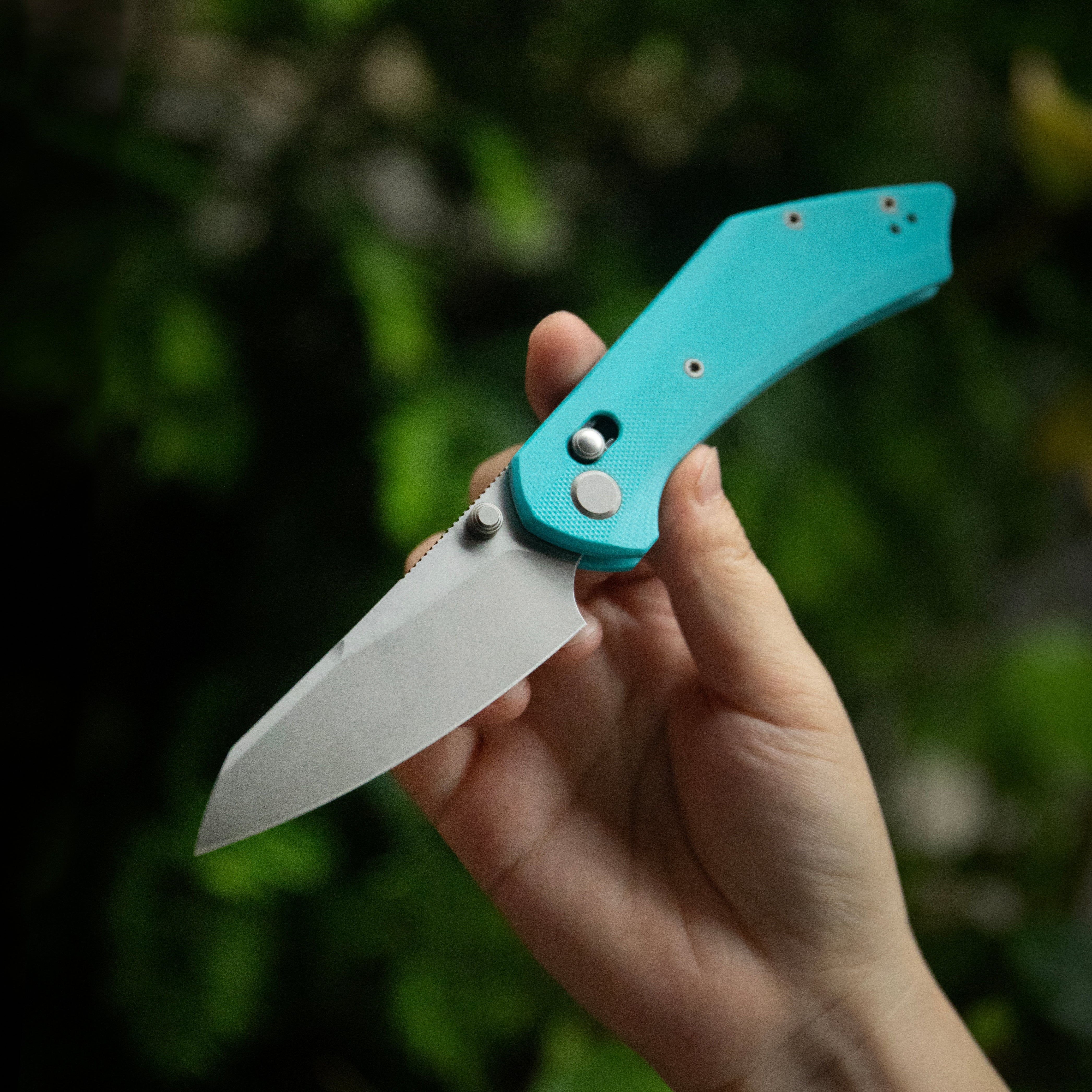 GEO Knife DIVID Crossbar lock Folding Knife Tiffany Blue G10 Handle 3.3" Stonewash Bohler M390 Blade GEO2507F