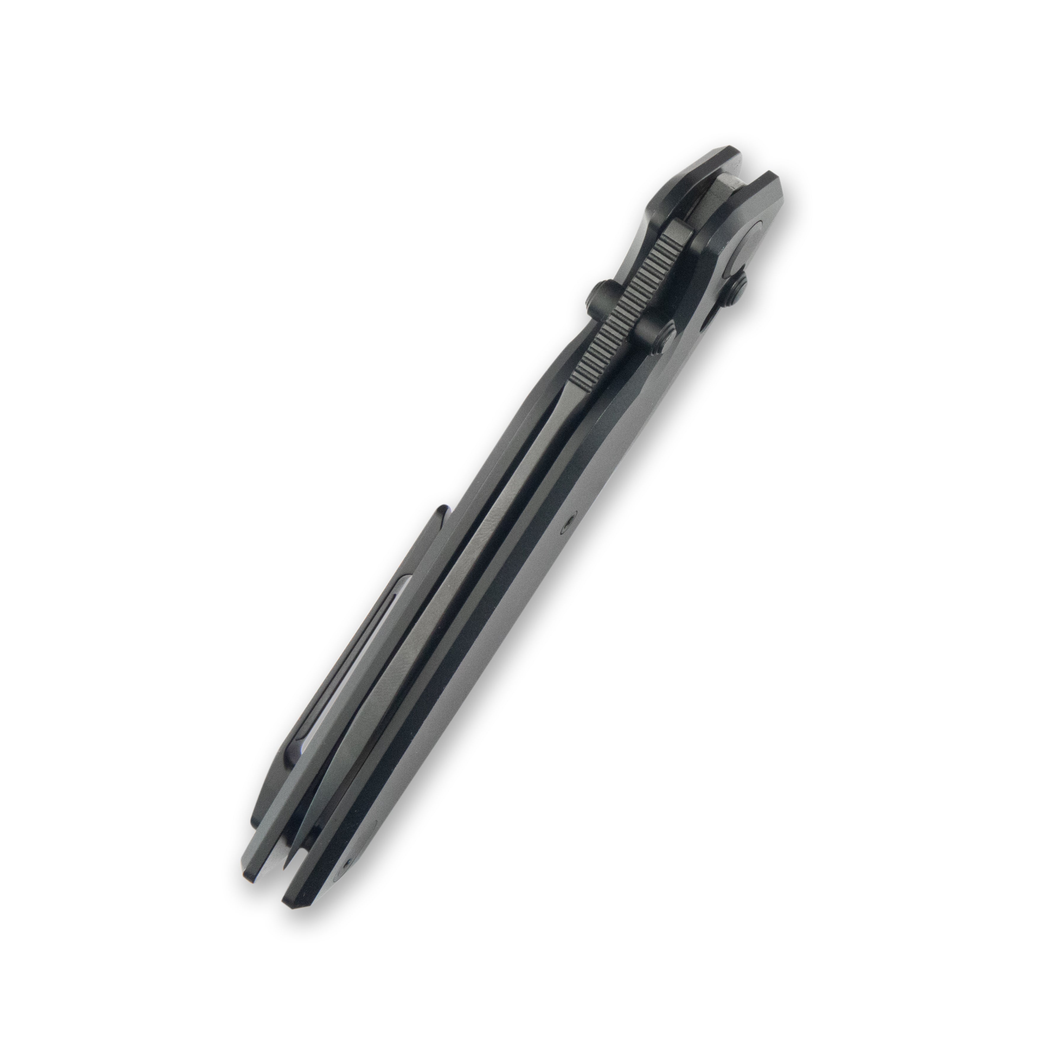 GEO Knife FANTASM Crossbar lock Folding Knife Black 6AL4V Titanium Handle 3.9" Black DLC Bohler M390 Blade GEO2505C
